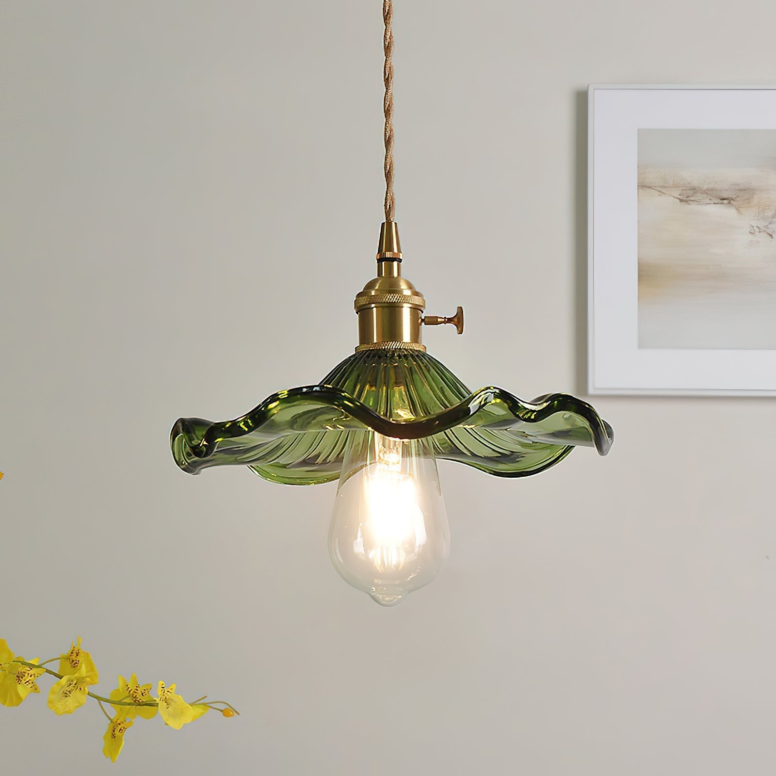 Glass Hibiscus Flower Pendant Light - Lamp Outdoor