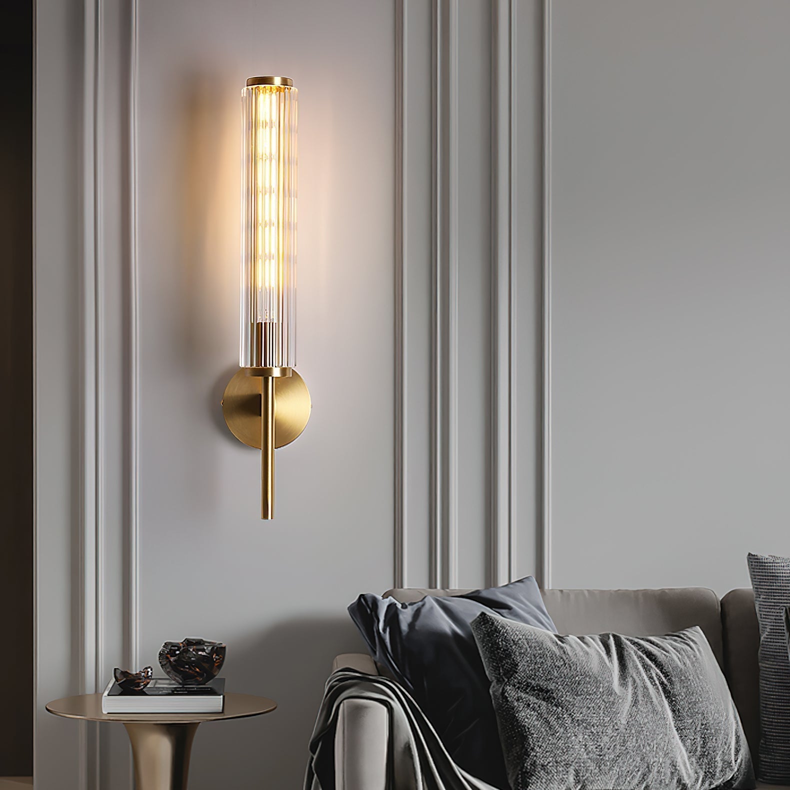 Glass Linear Brass Wall Light - Lamp Outdoor