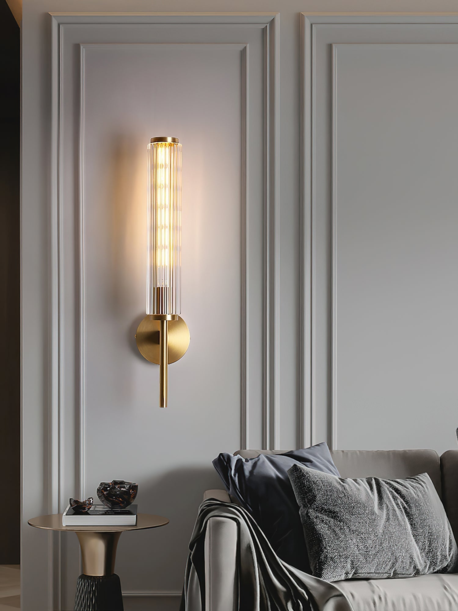 Glass Linear Brass Wall Light - Lamp Outdoor