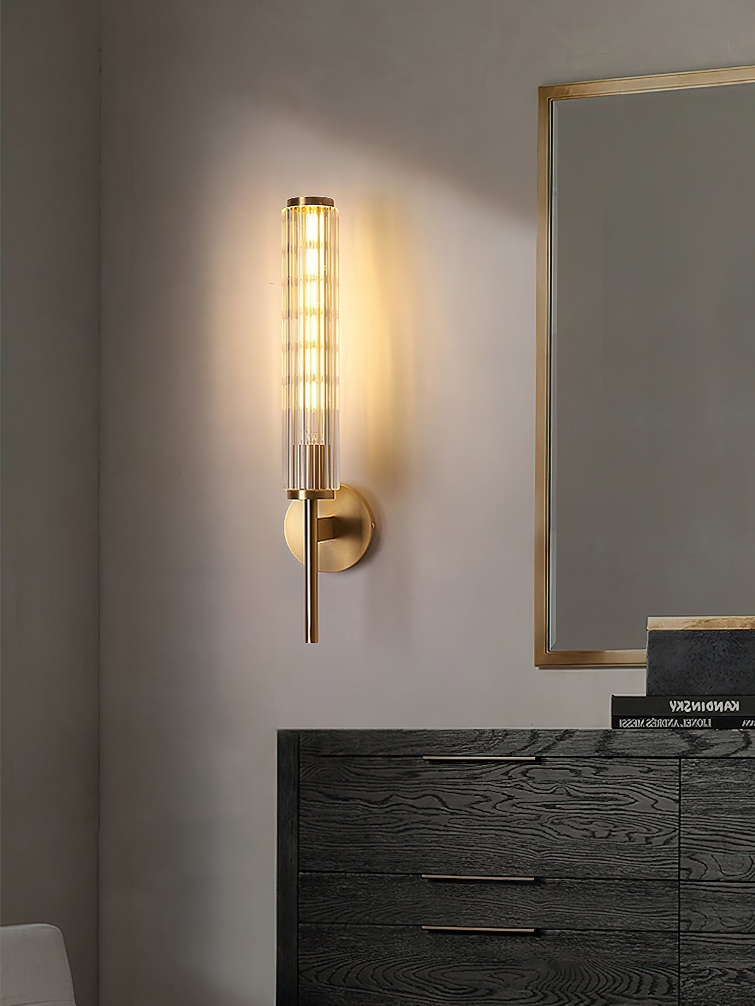 Glass Linear Brass Wall Light - Lamp Outdoor