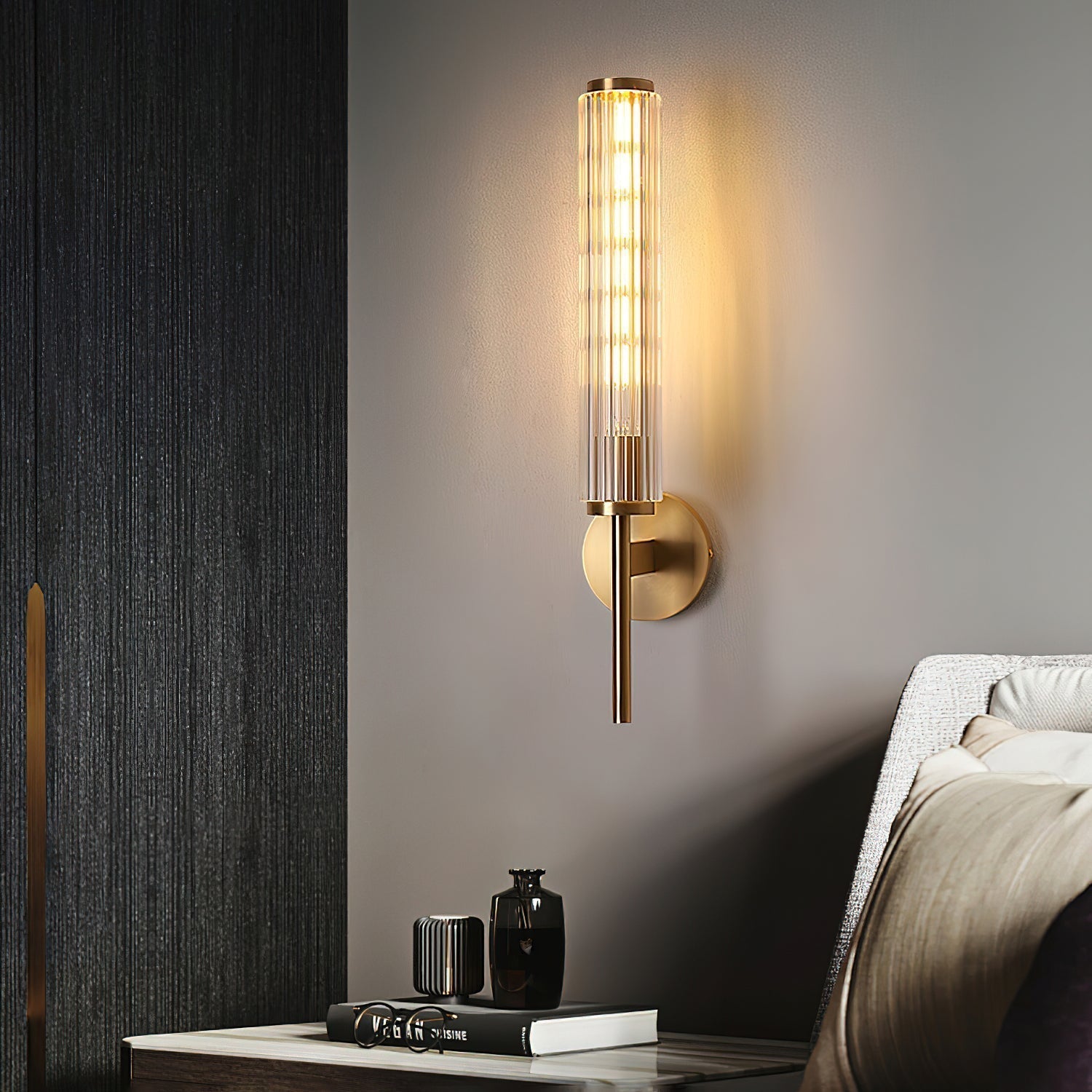 Glass Linear Brass Wall Light - Lamp Outdoor
