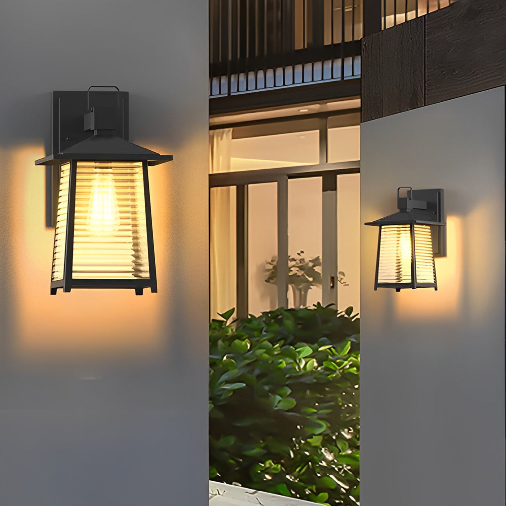 Waterproof Thickened Glass Black Retro Solar Outdoor Wall Lights - Lamp Outdoor