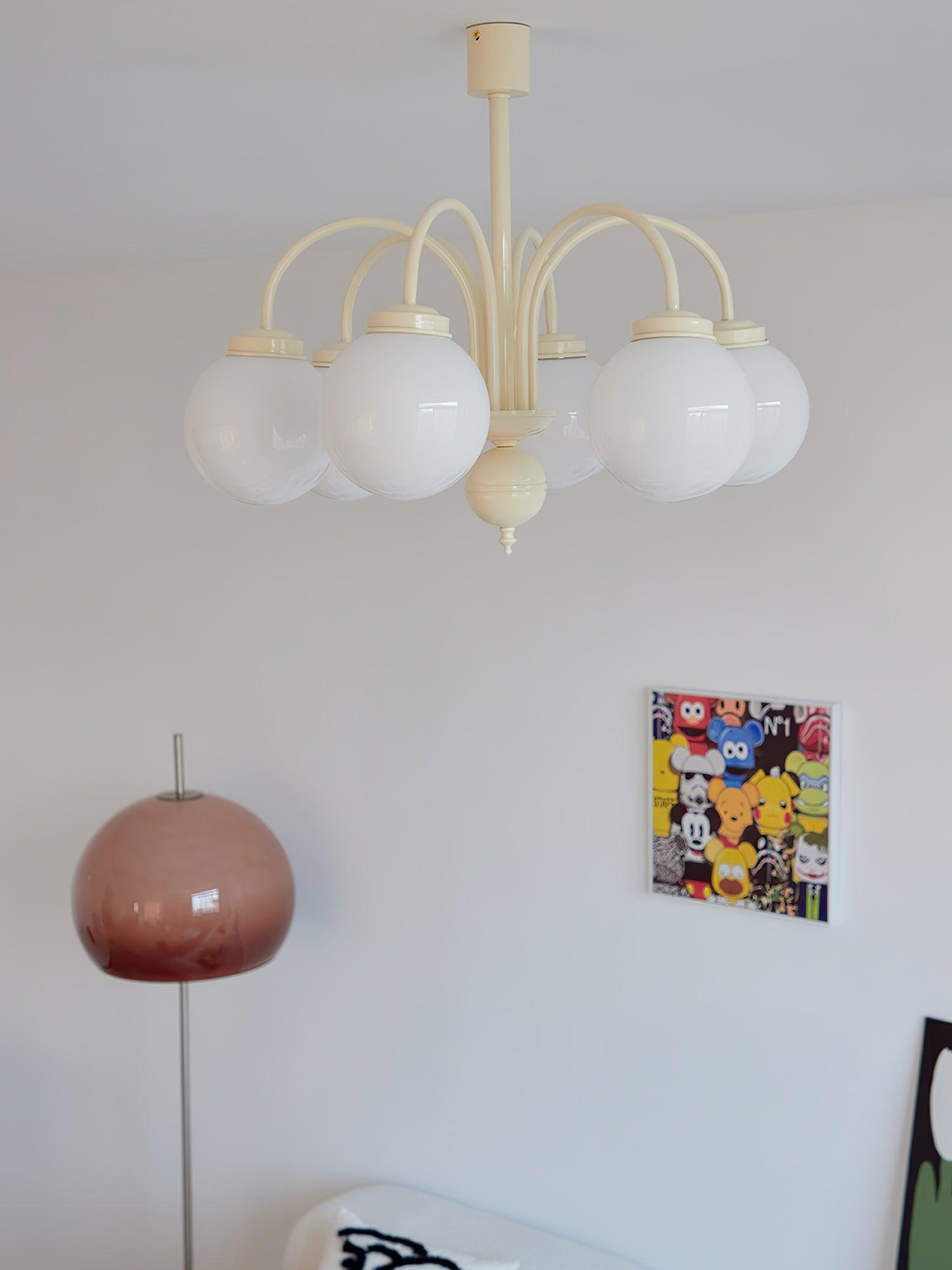 Cream Glass Sphere Chandelier - Lamp Outdoor