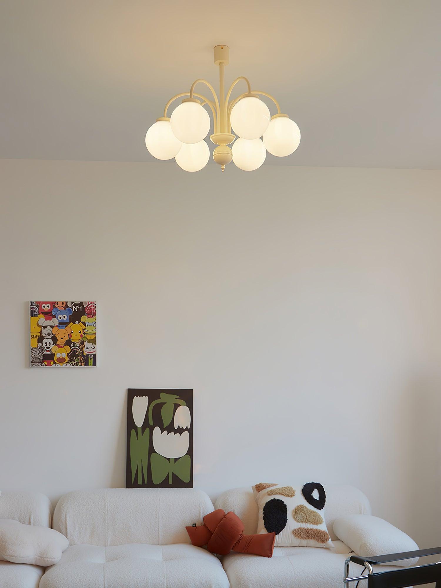 Cream Glass Sphere Chandelier - Lamp Outdoor