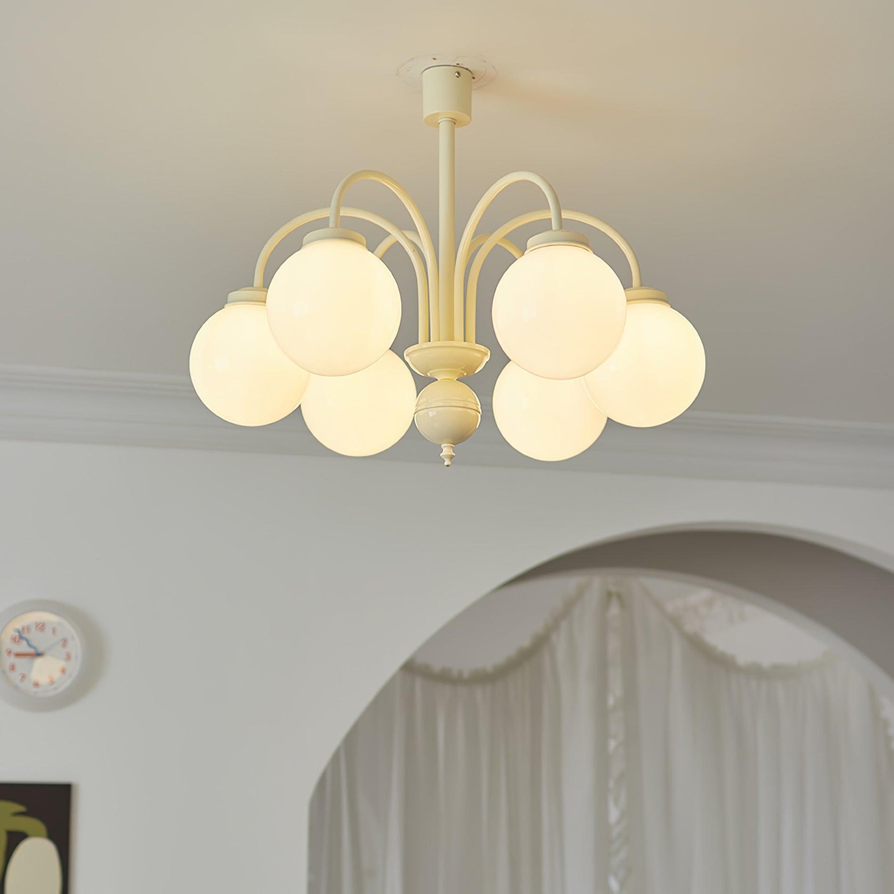 Cream Glass Sphere Chandelier - Lamp Outdoor