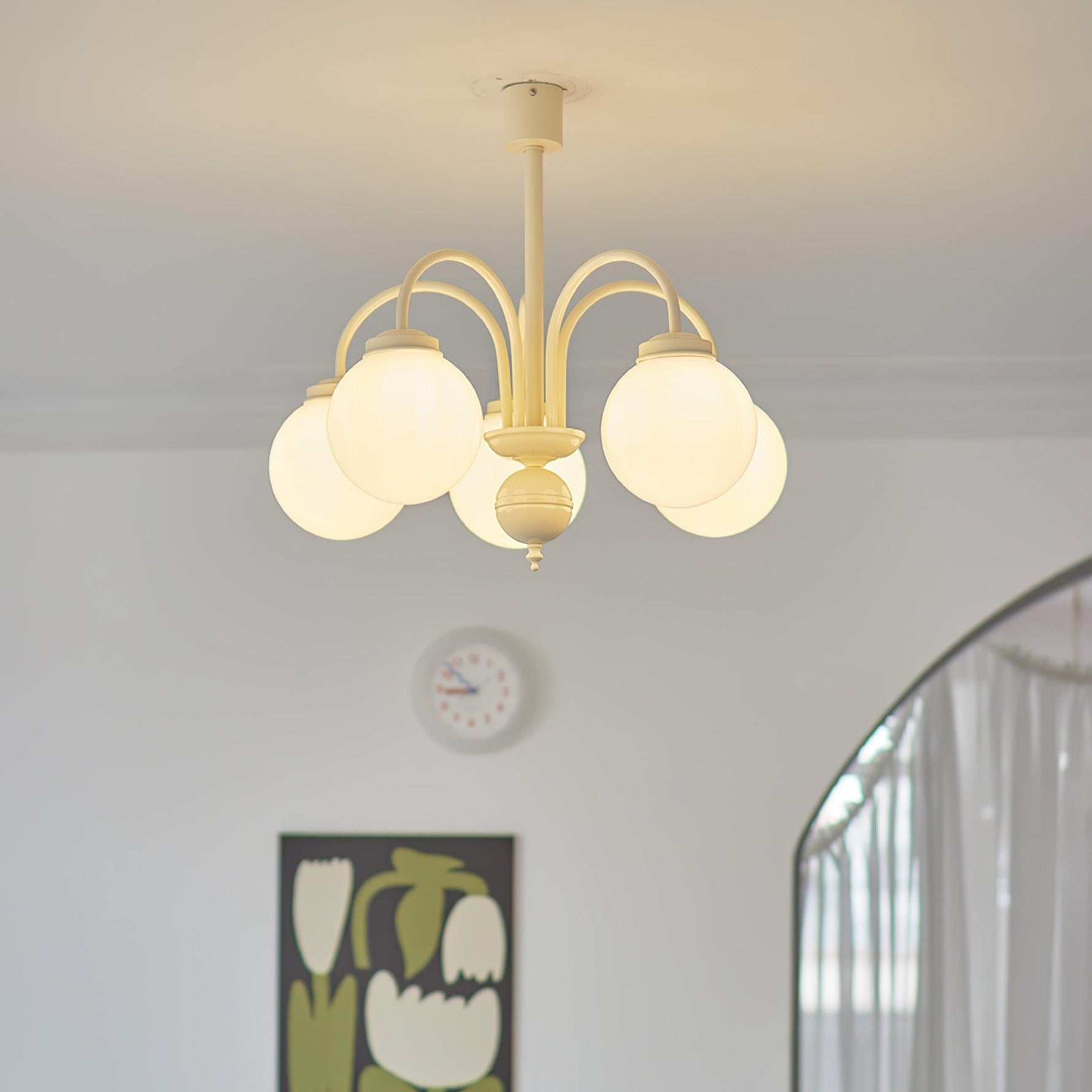 Cream Glass Sphere Chandelier - Lamp Outdoor