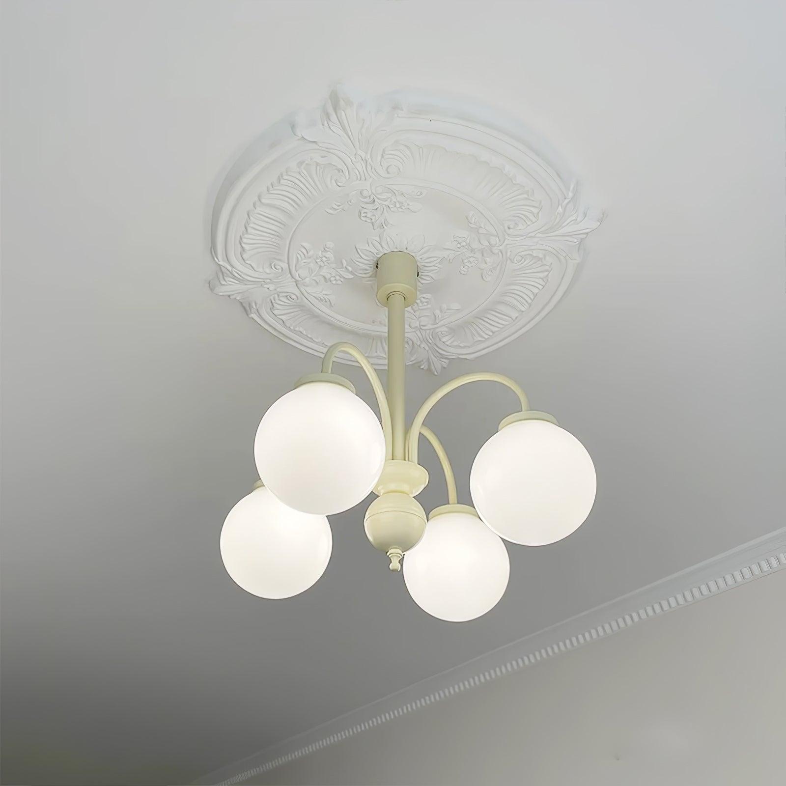 Cream Glass Sphere Chandelier - Lamp Outdoor