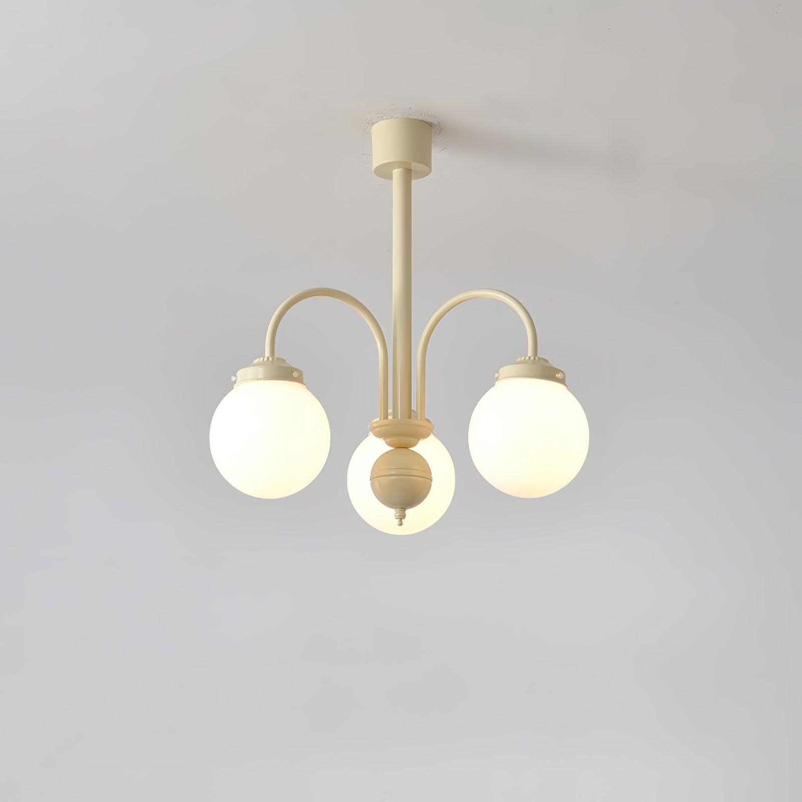 Cream Glass Sphere Chandelier - Lamp Outdoor