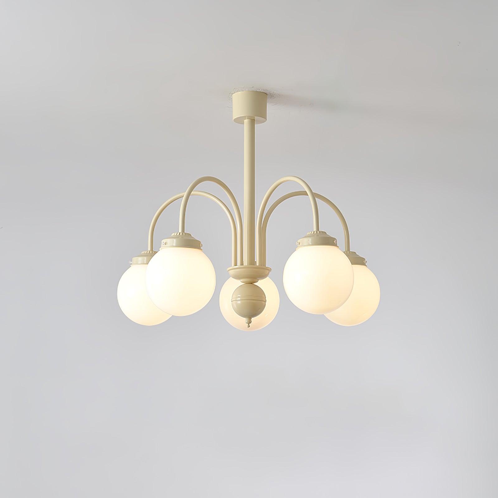 Cream Glass Sphere Chandelier - Lamp Outdoor