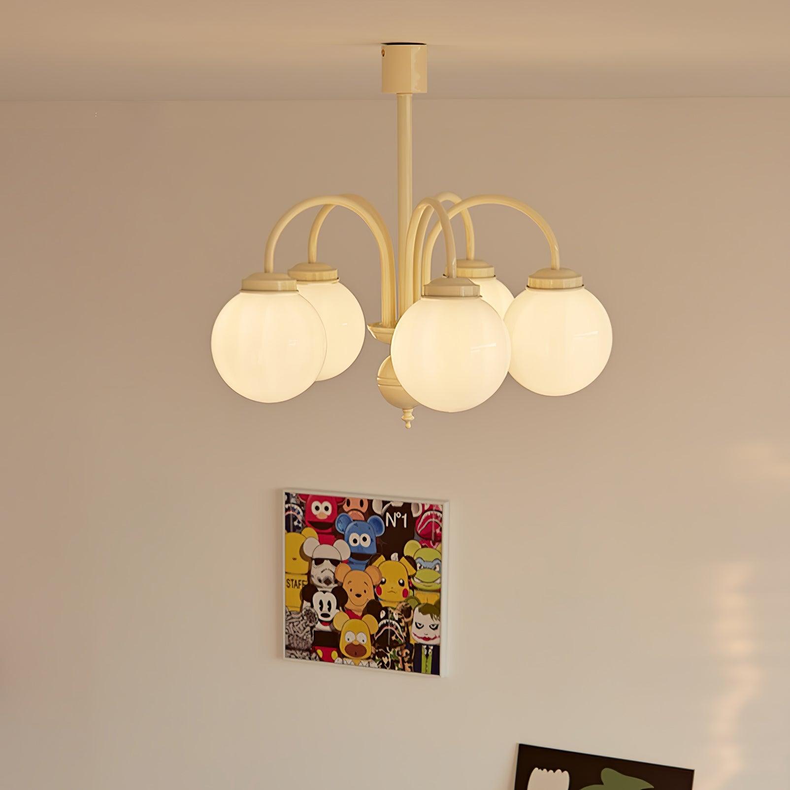 Cream Glass Sphere Chandelier - Lamp Outdoor