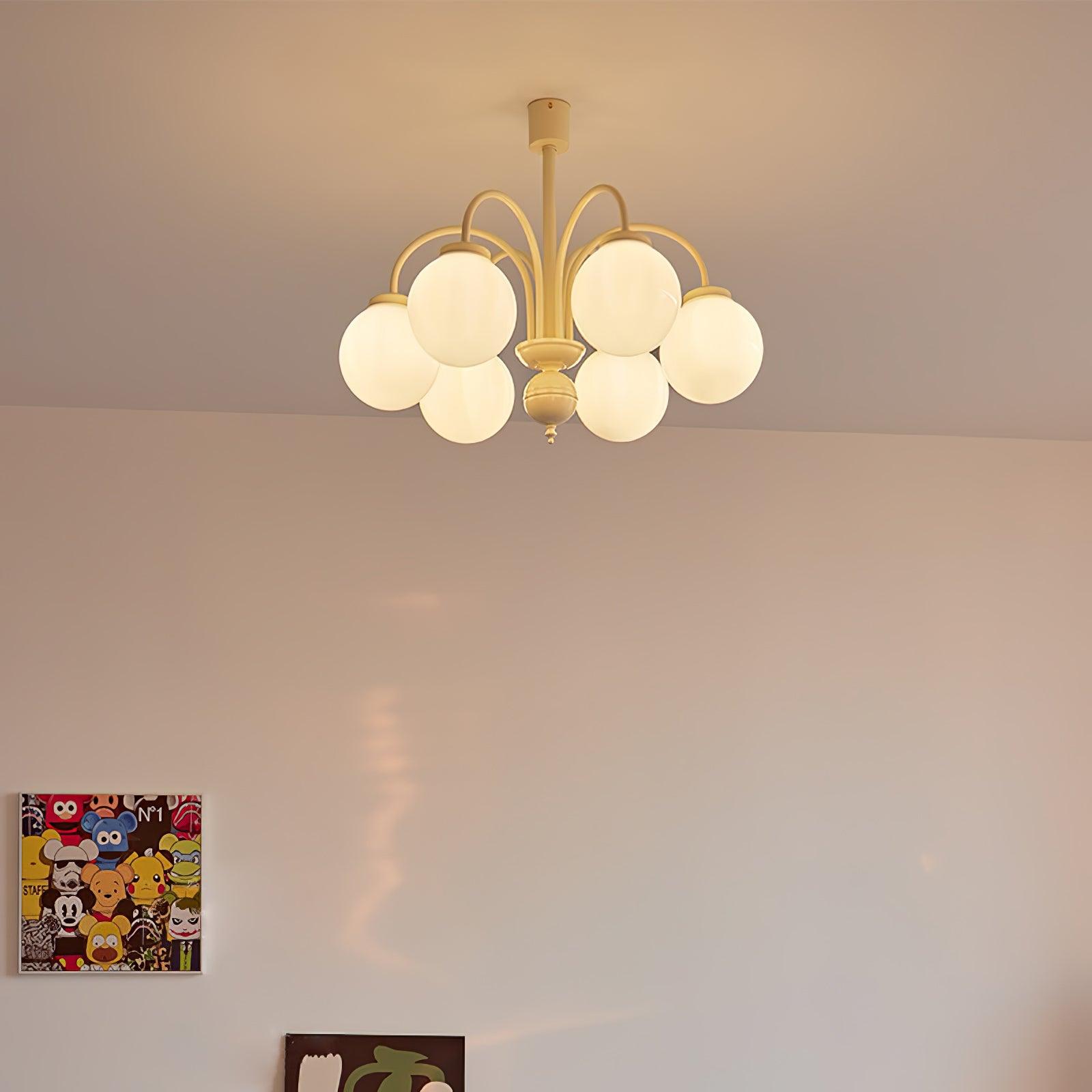 Cream Glass Sphere Chandelier - Lamp Outdoor