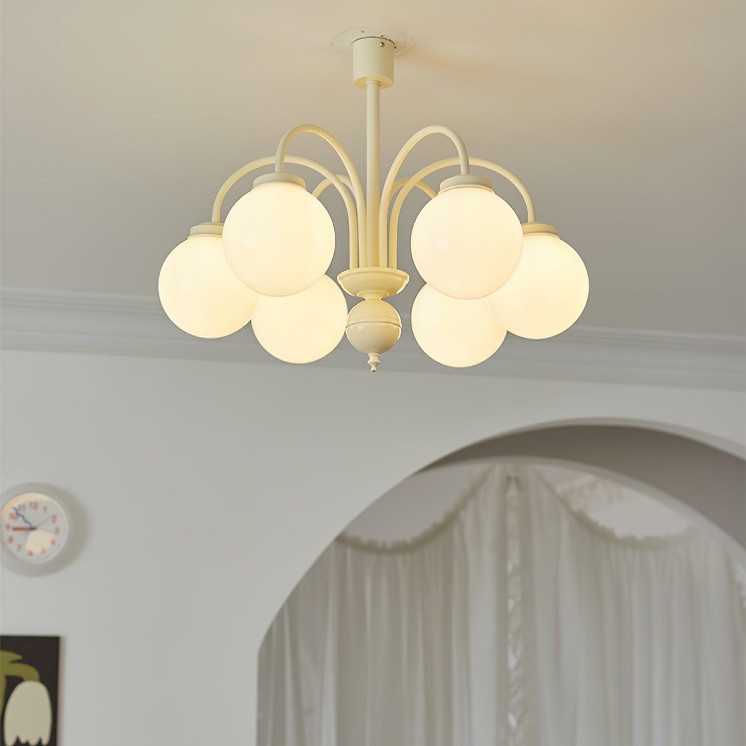 Cream Glass Sphere Chandelier - Lamp Outdoor