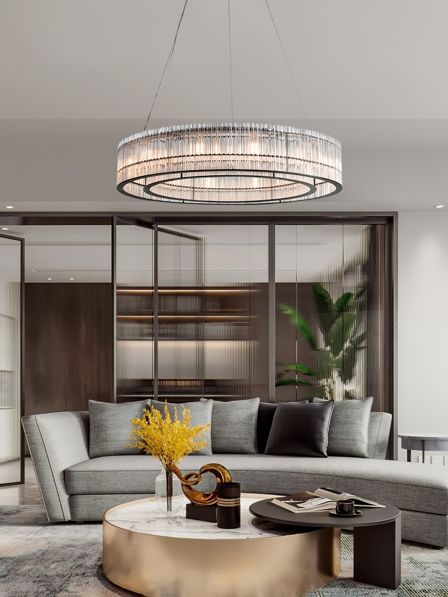 Glass Tube Ring Chandelier - Lamp Outdoor