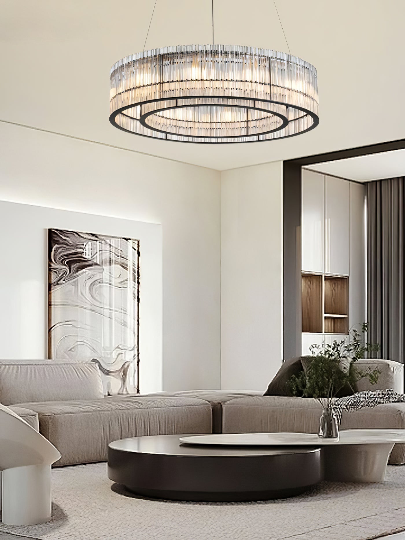 Glass Tube Ring Chandelier - Lamp Outdoor