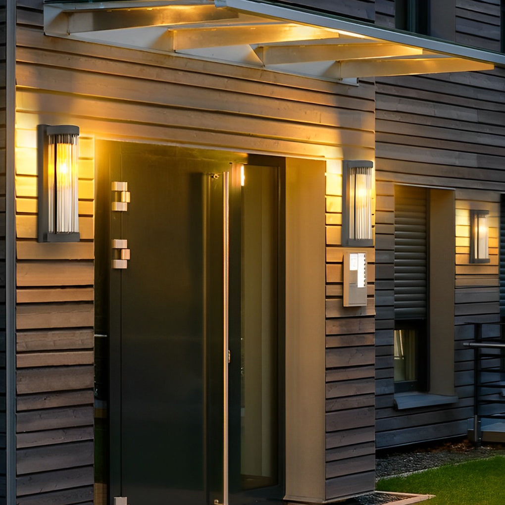 Creative Glass Waterproof LED Black Modern Solar Wall Lamp Exterior Lights - Lamp Outdoor