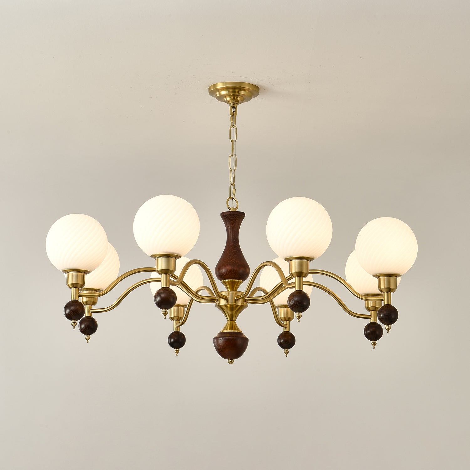 Aurora Globe Orb Walnut Chandelier - Lamp Outdoor