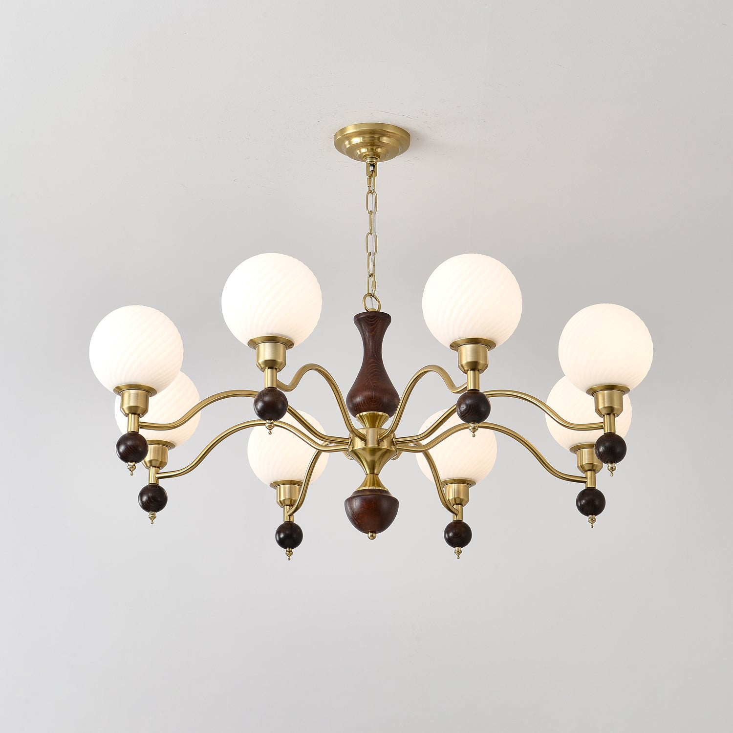 Aurora Globe Orb Walnut Chandelier - Lamp Outdoor