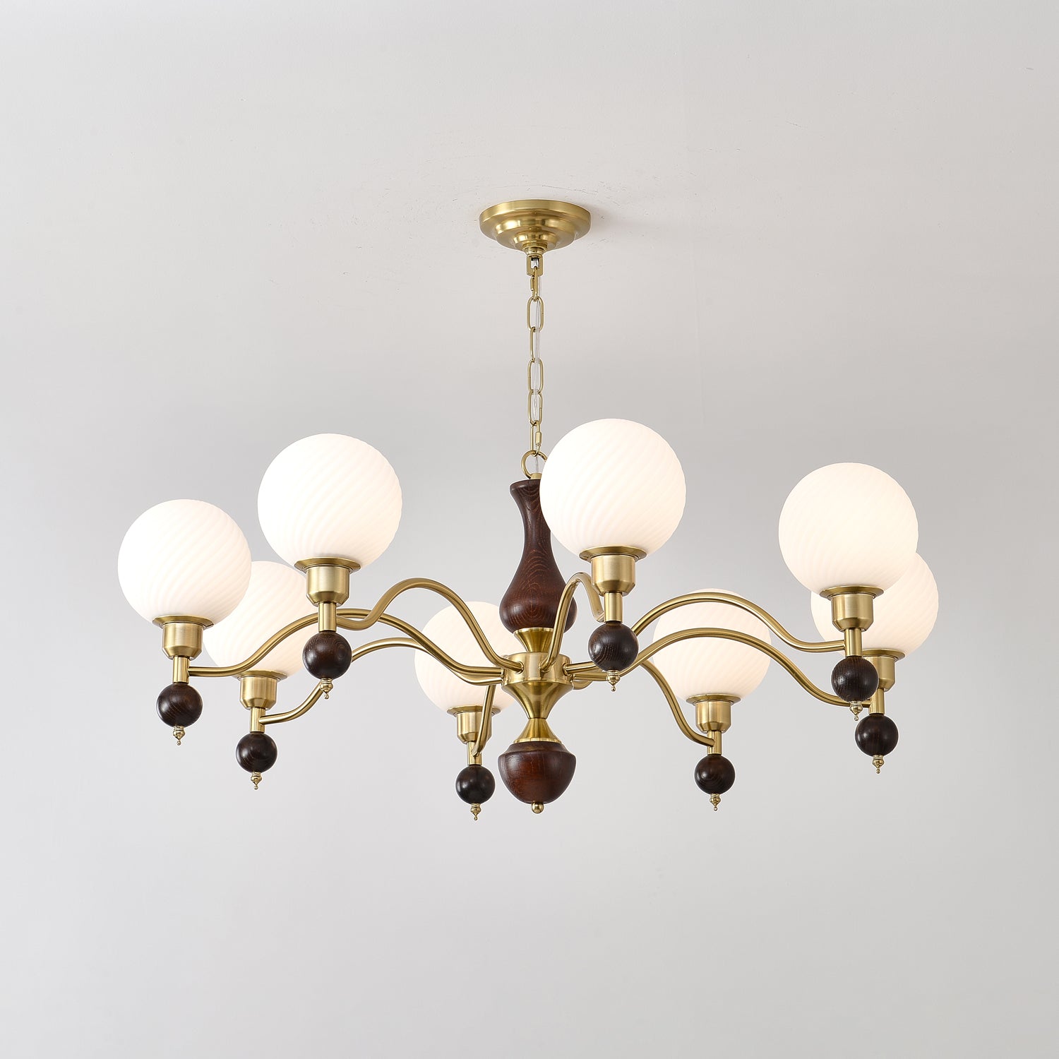 Aurora Globe Orb Walnut Chandelier - Lamp Outdoor