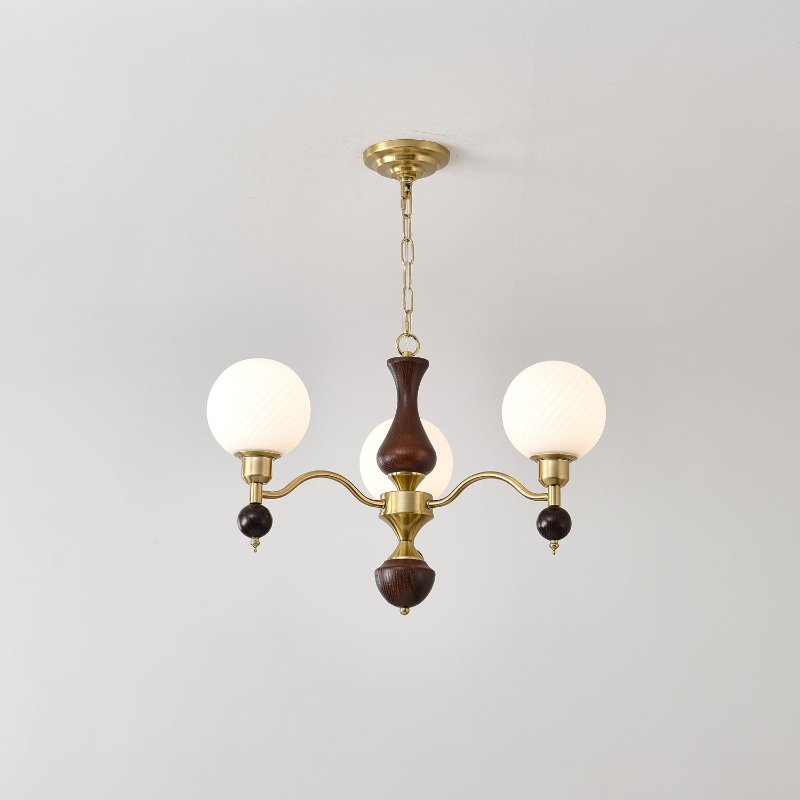 Aurora Globe Orb Walnut Chandelier - Lamp Outdoor