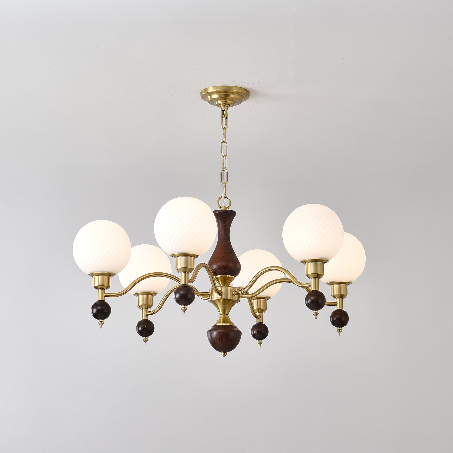 Aurora Globe Orb Walnut Chandelier - Lamp Outdoor