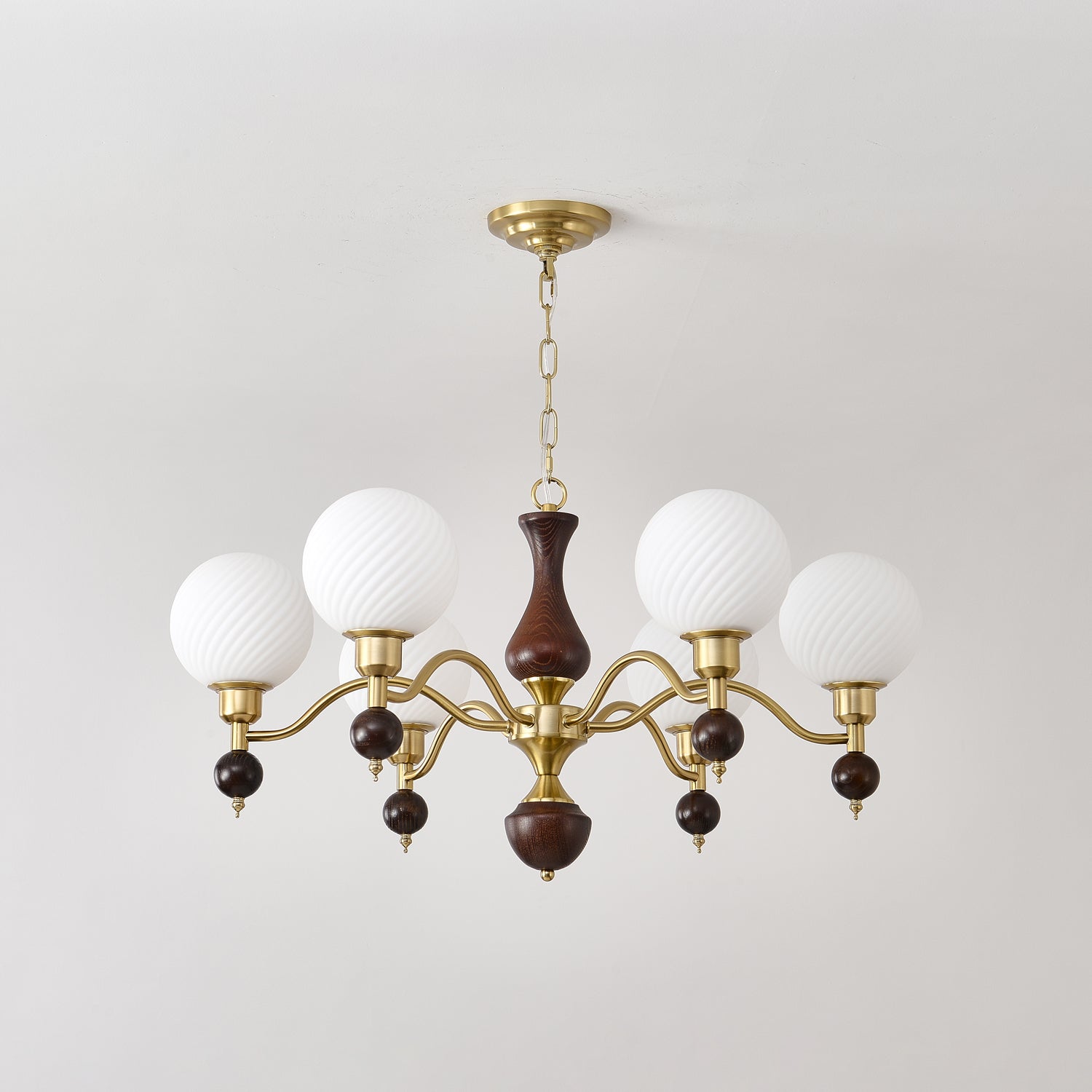 Aurora Globe Orb Walnut Chandelier - Lamp Outdoor