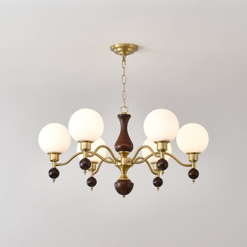 Aurora Globe Orb Walnut Chandelier - Lamp Outdoor