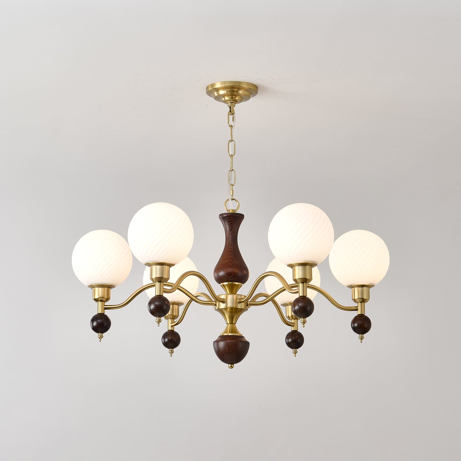 Aurora Globe Orb Walnut Chandelier - Lamp Outdoor