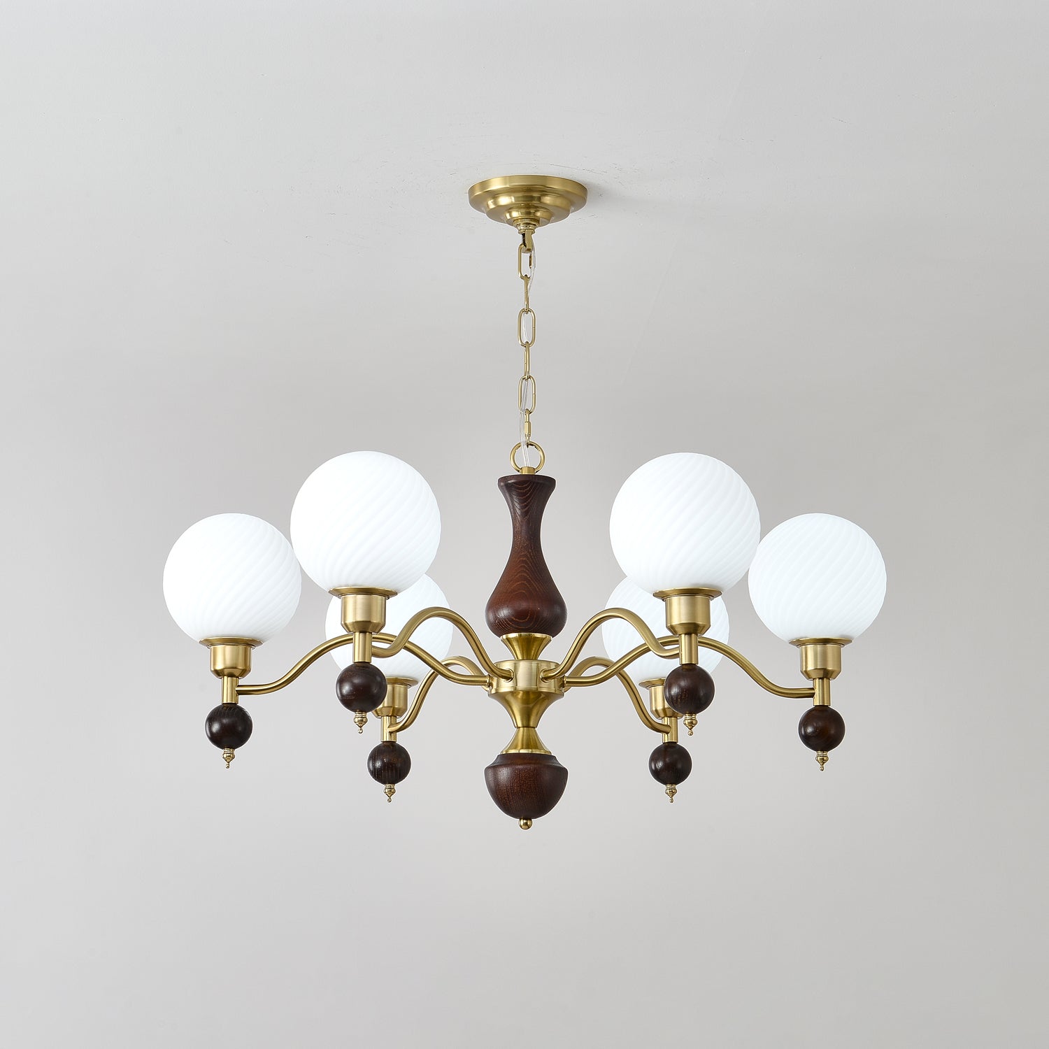 Aurora Globe Orb Walnut Chandelier - Lamp Outdoor