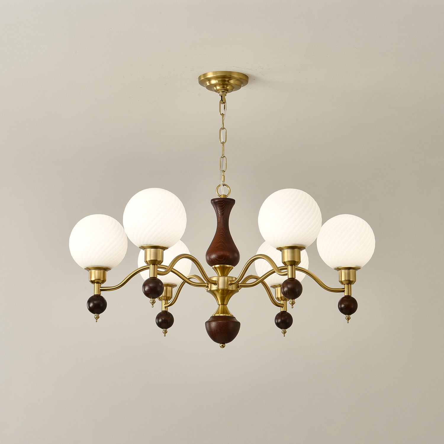 Aurora Globe Orb Walnut Chandelier - Lamp Outdoor
