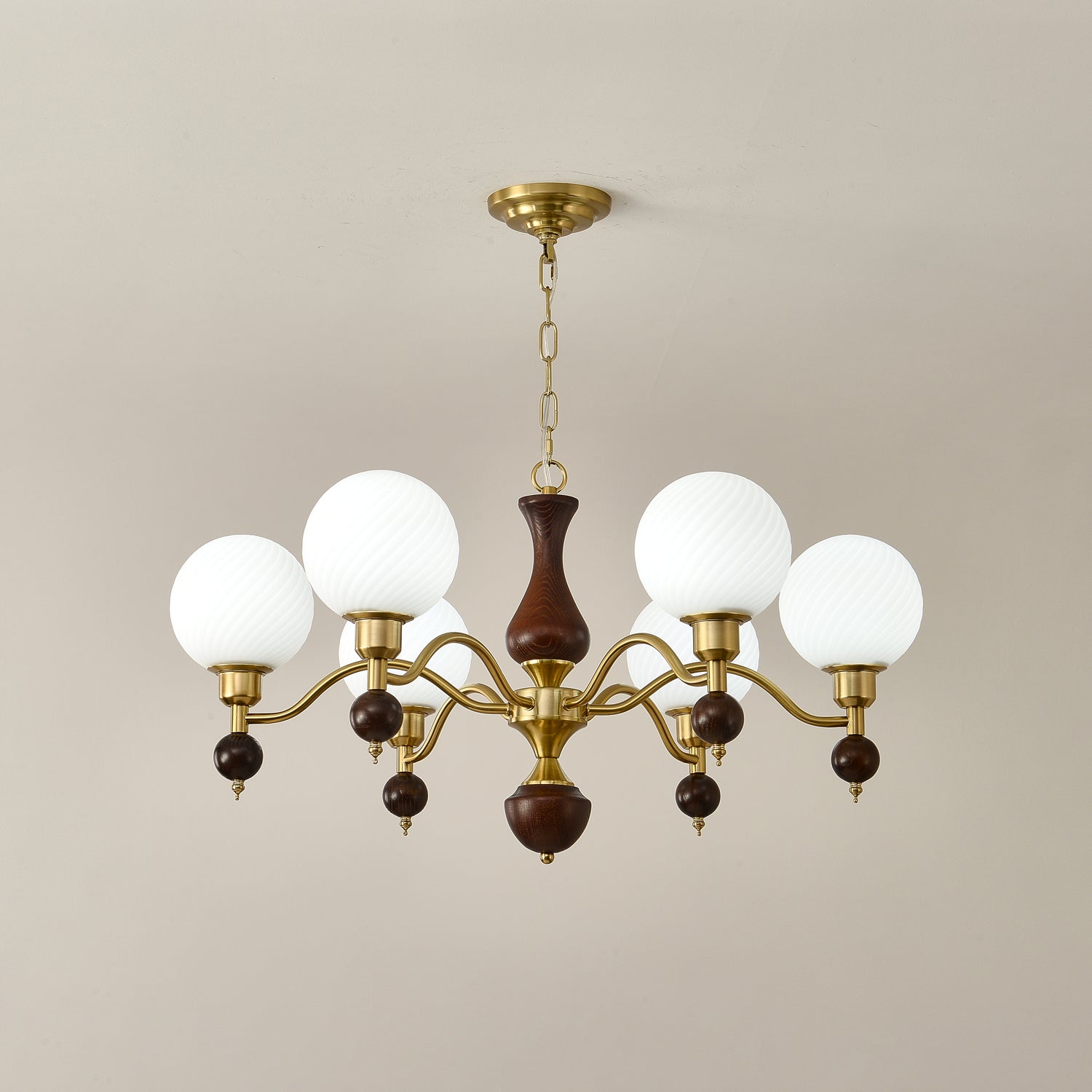 Aurora Globe Orb Walnut Chandelier - Lamp Outdoor