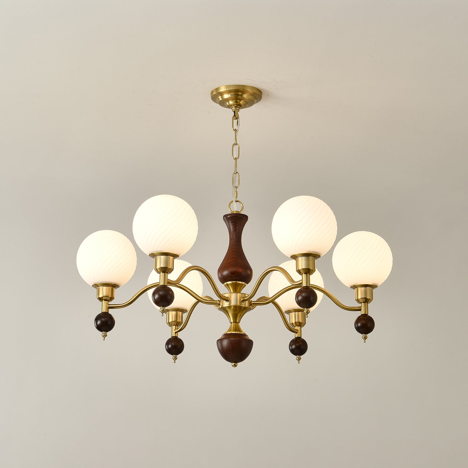 Aurora Globe Orb Walnut Chandelier - Lamp Outdoor