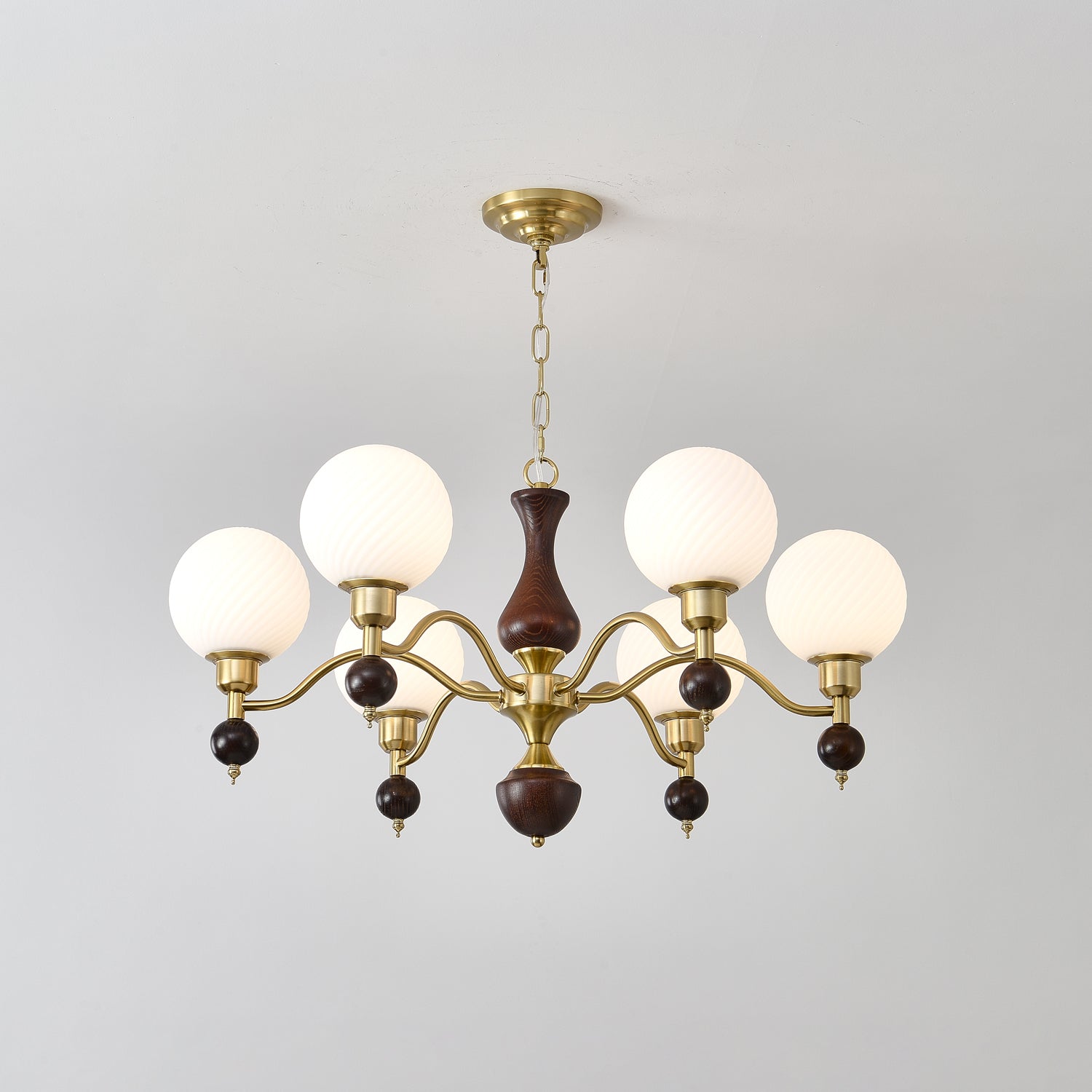 Aurora Globe Orb Walnut Chandelier - Lamp Outdoor