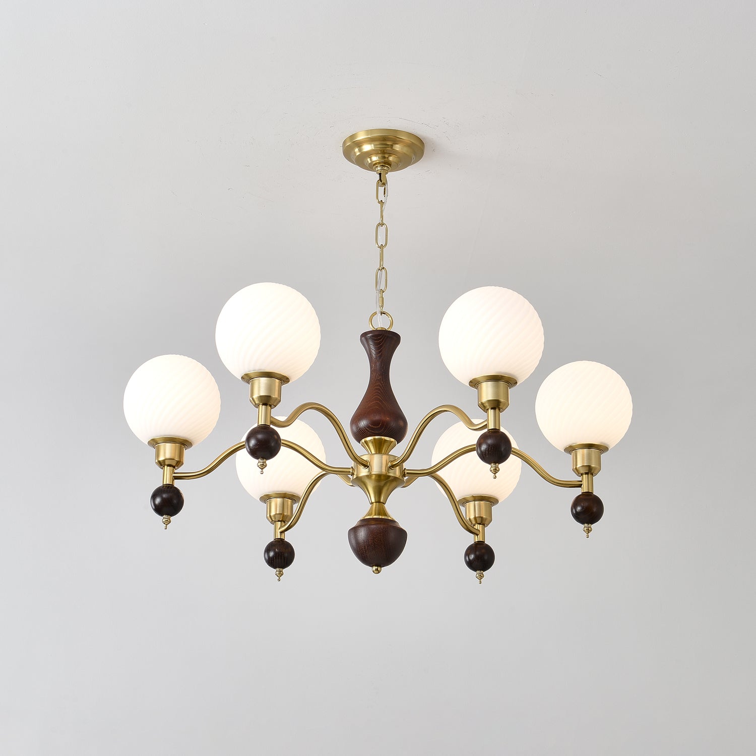 Aurora Globe Orb Walnut Chandelier - Lamp Outdoor