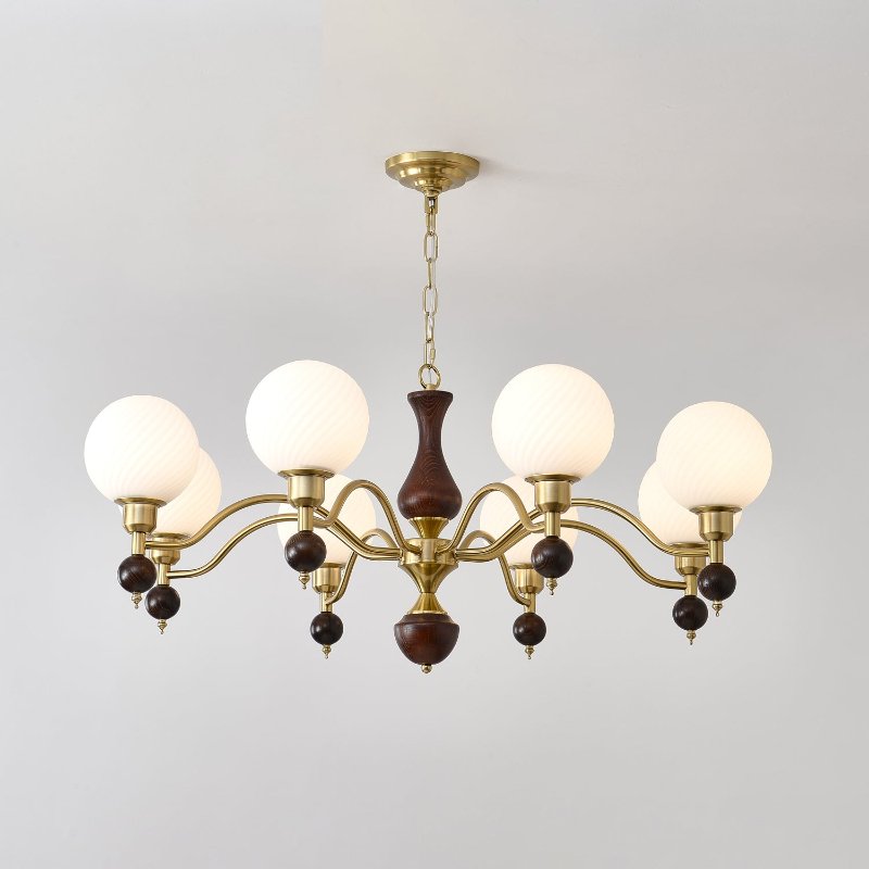 Aurora Globe Orb Walnut Chandelier - Lamp Outdoor