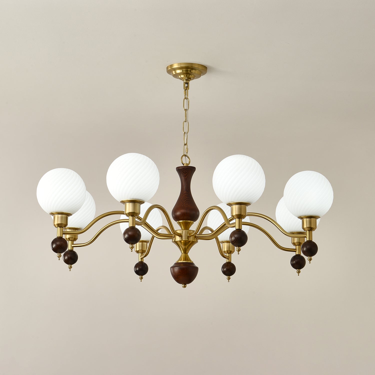 Aurora Globe Orb Walnut Chandelier - Lamp Outdoor