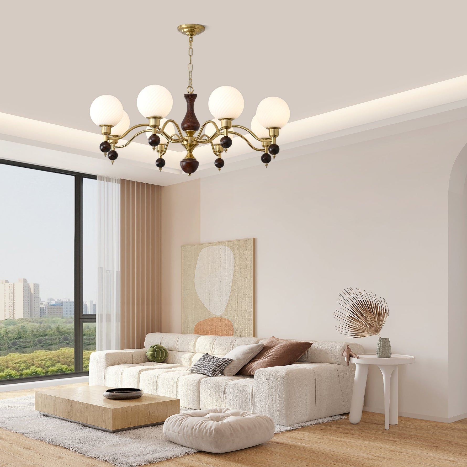 Aurora Globe Orb Walnut Chandelier - Lamp Outdoor