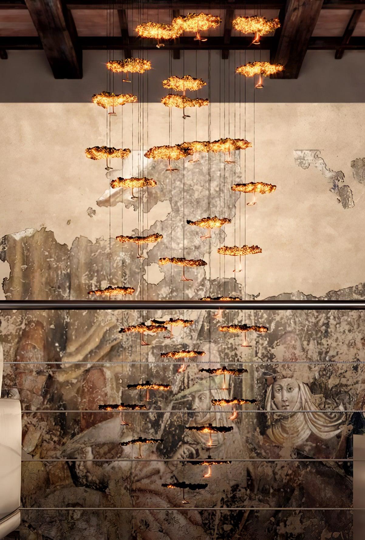 Aureate Cloud Brass Cluster Chandelier - Lamp Outdoor