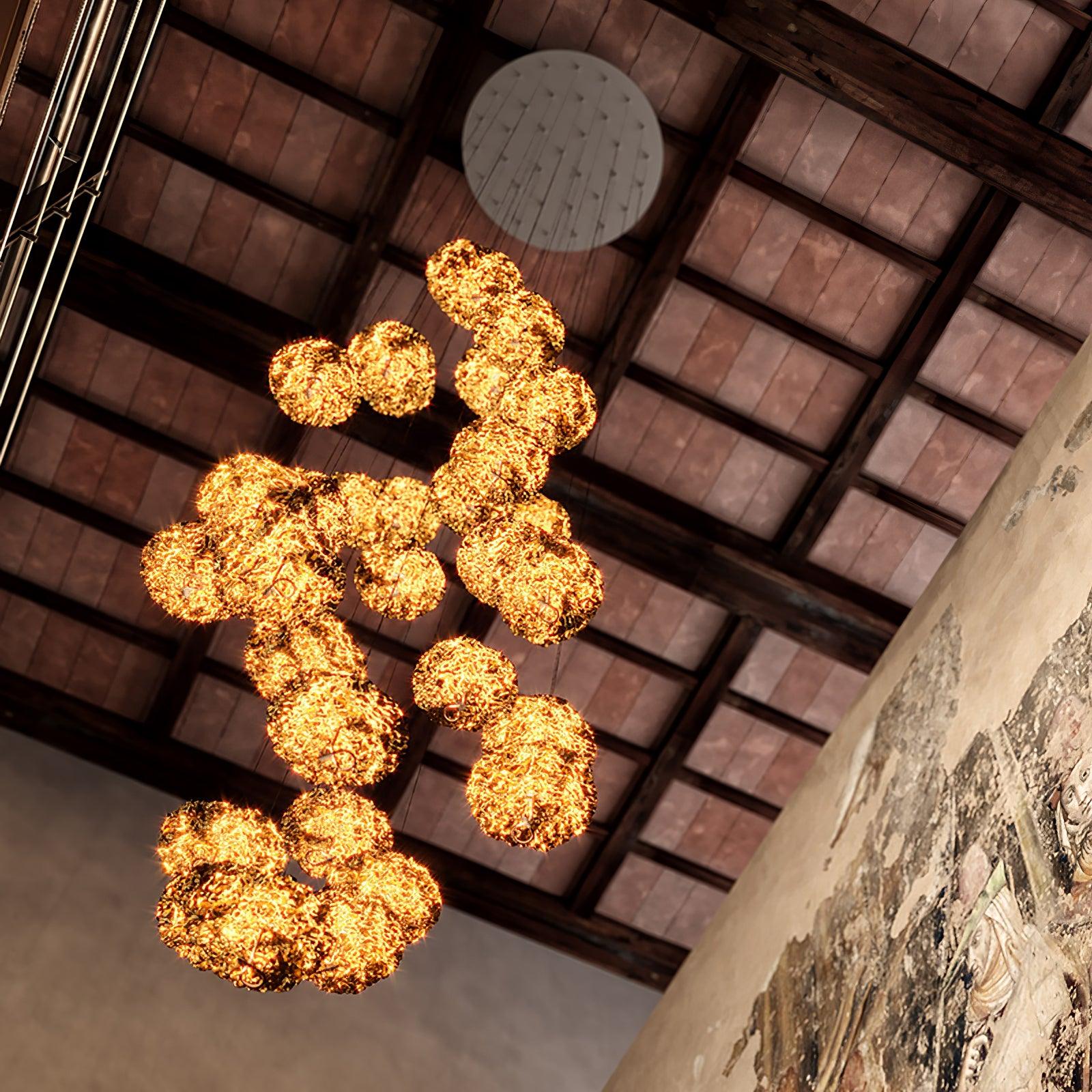Aureate Cloud Brass Cluster Chandelier - Lamp Outdoor