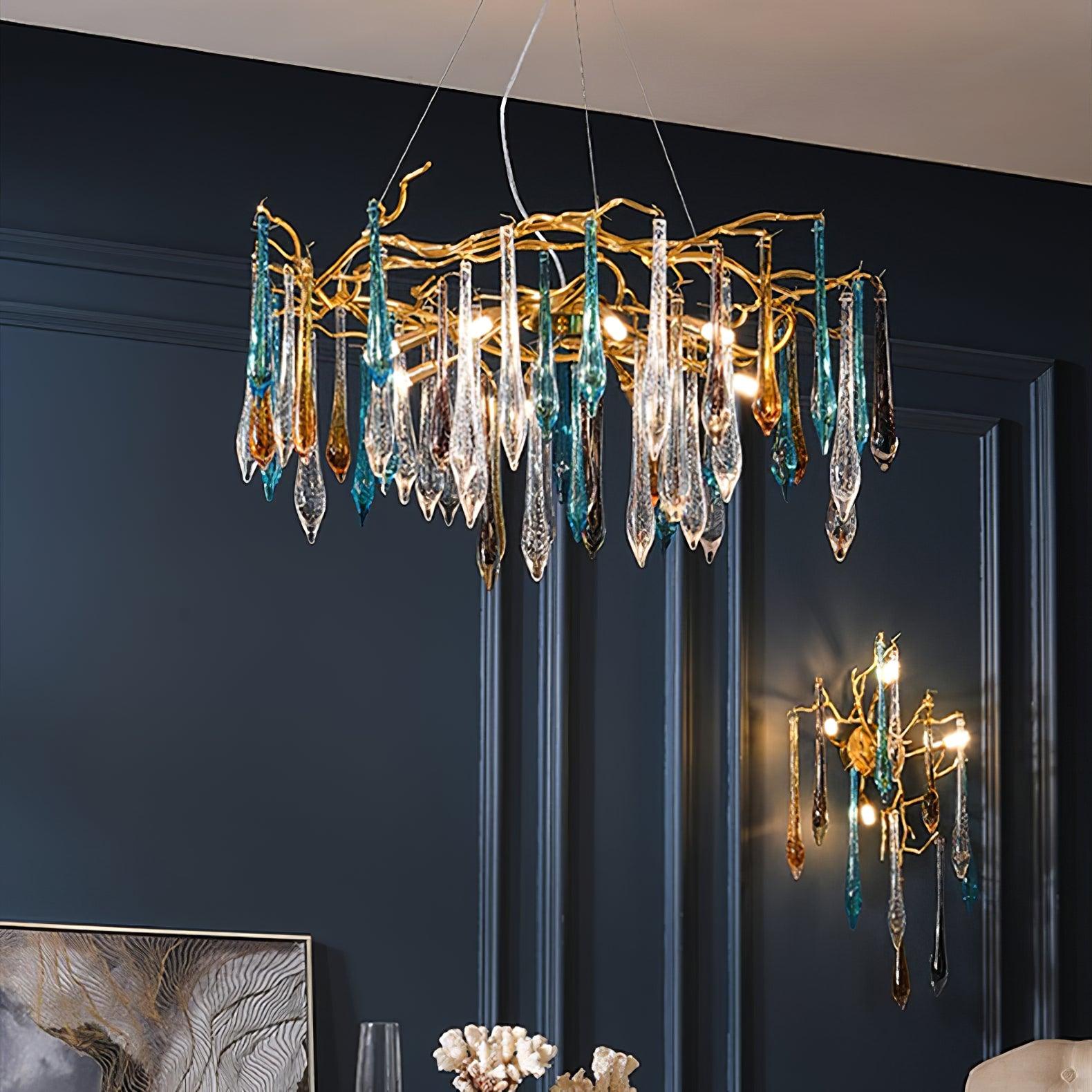 Aurora Chandelier Teardrop Glass Luxe - Lamp Outdoor