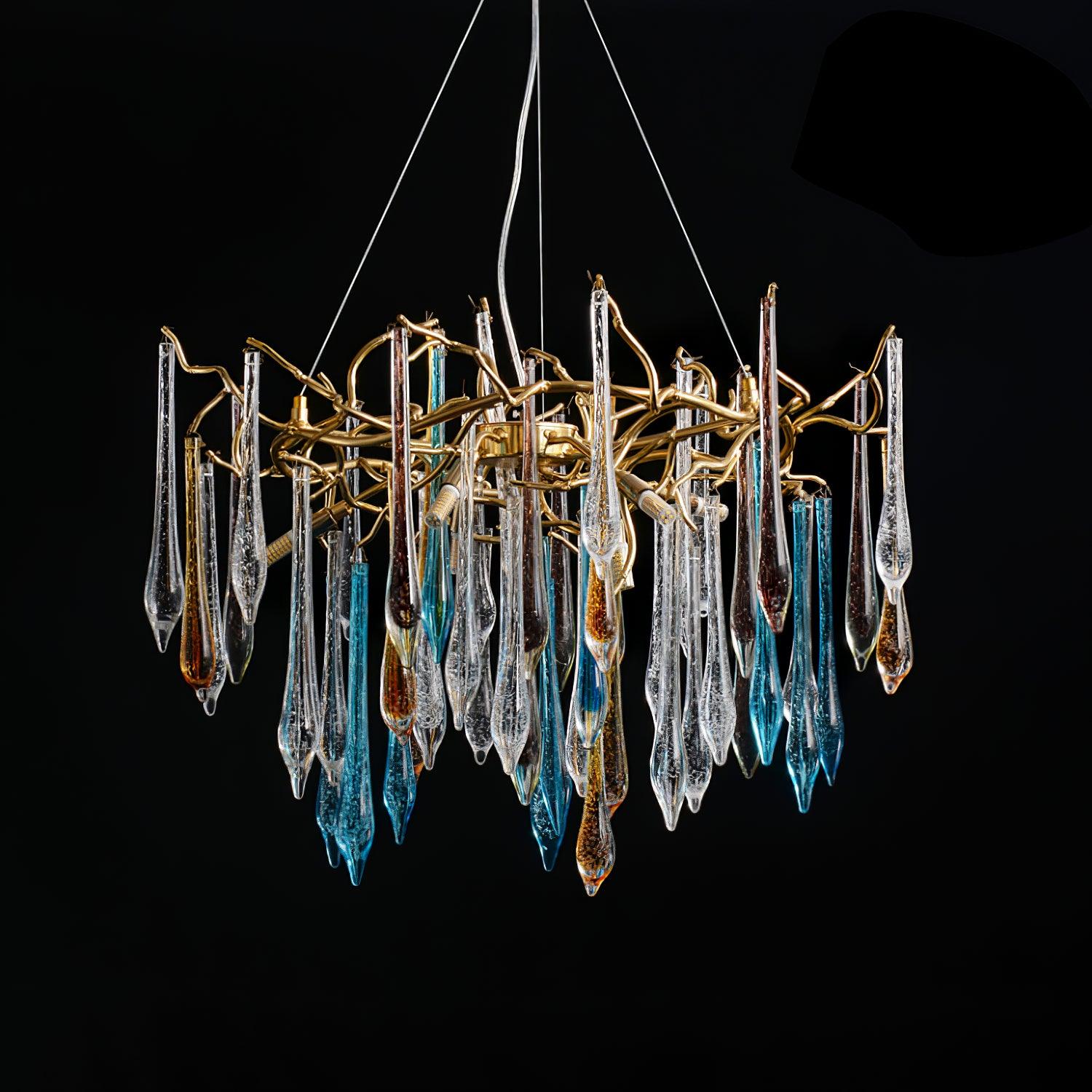 Aurora Chandelier Teardrop Glass Luxe - Lamp Outdoor