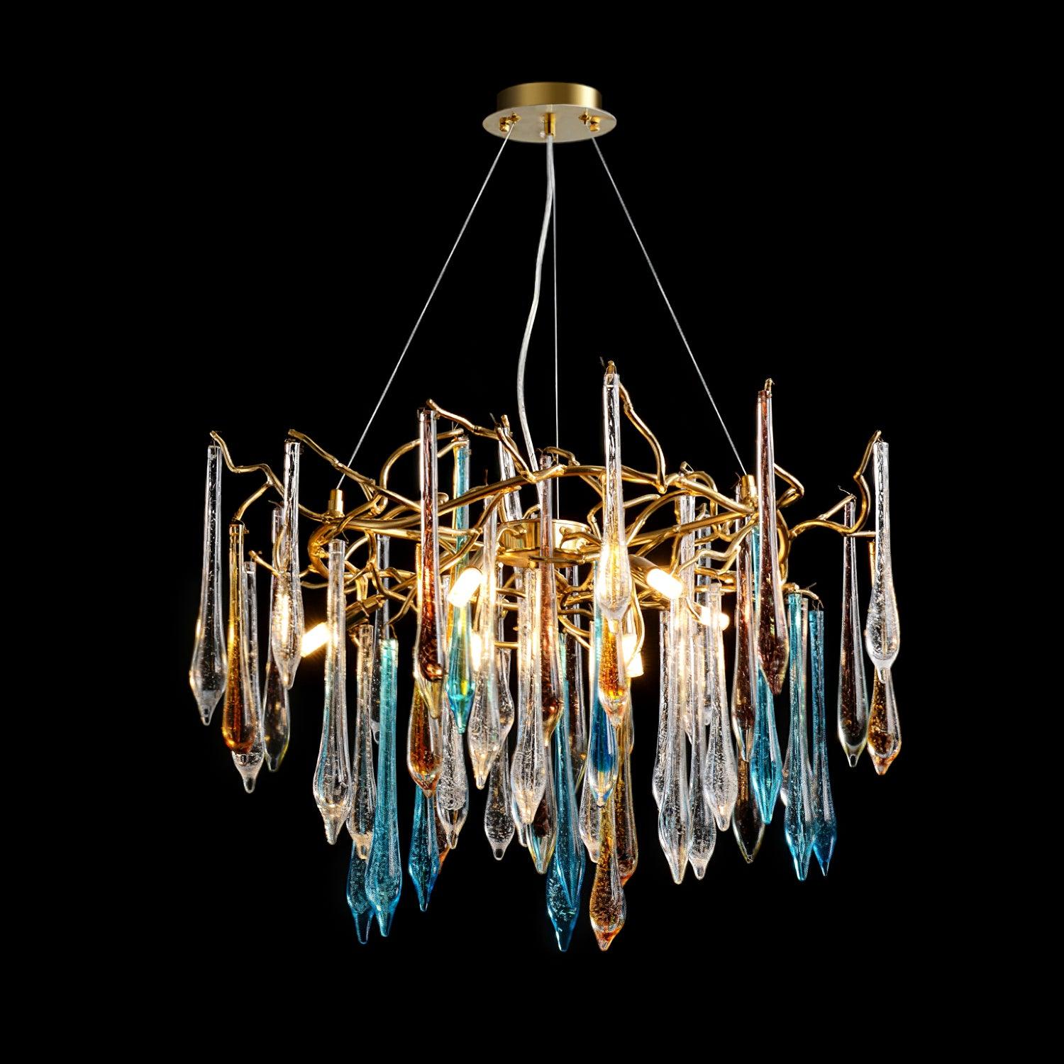 Aurora Chandelier Teardrop Glass Luxe - Lamp Outdoor