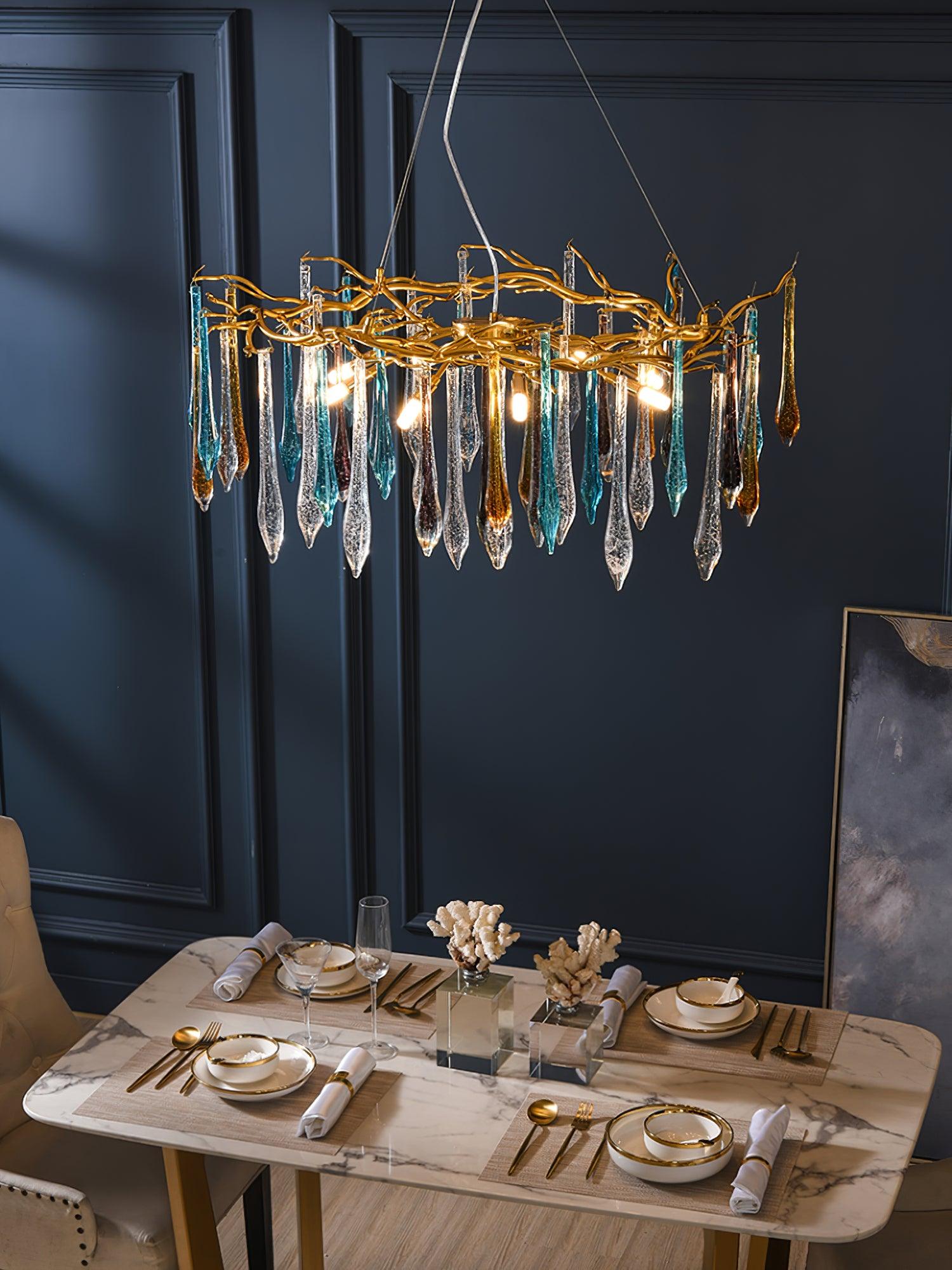 Aurora Chandelier Teardrop Glass Luxe - Lamp Outdoor