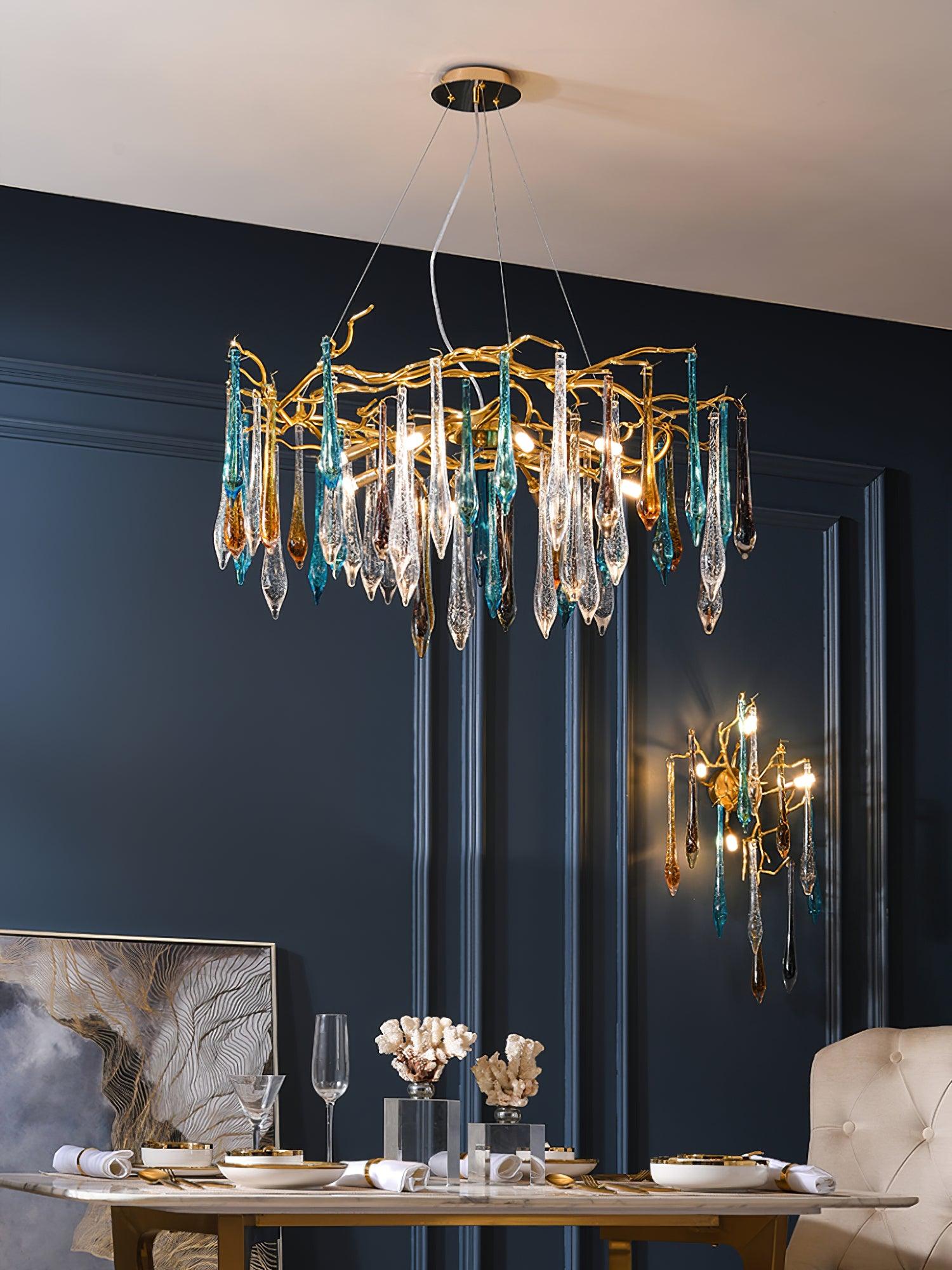 Aurora Chandelier Teardrop Glass Luxe - Lamp Outdoor
