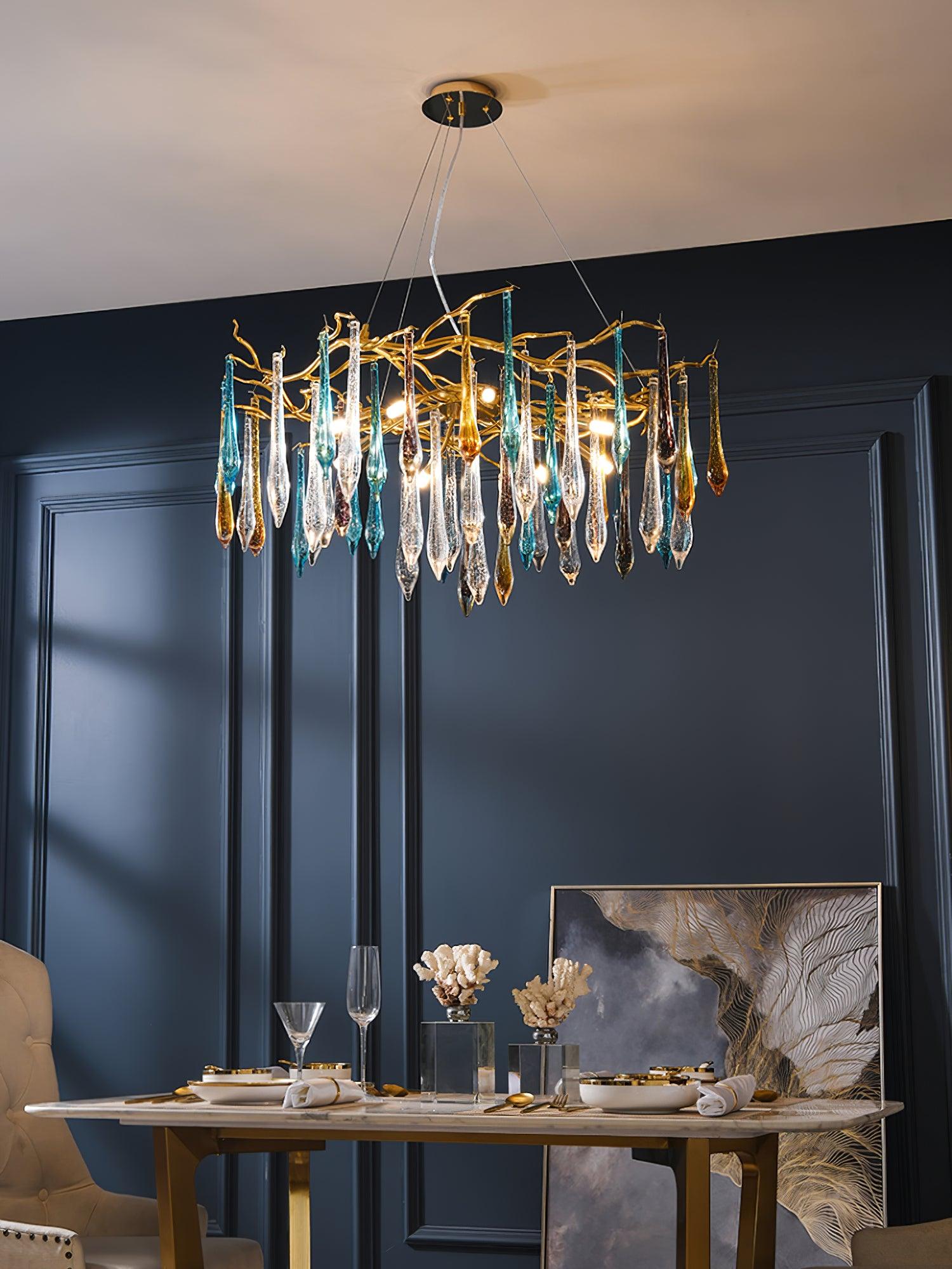 Aurora Chandelier Teardrop Glass Luxe - Lamp Outdoor