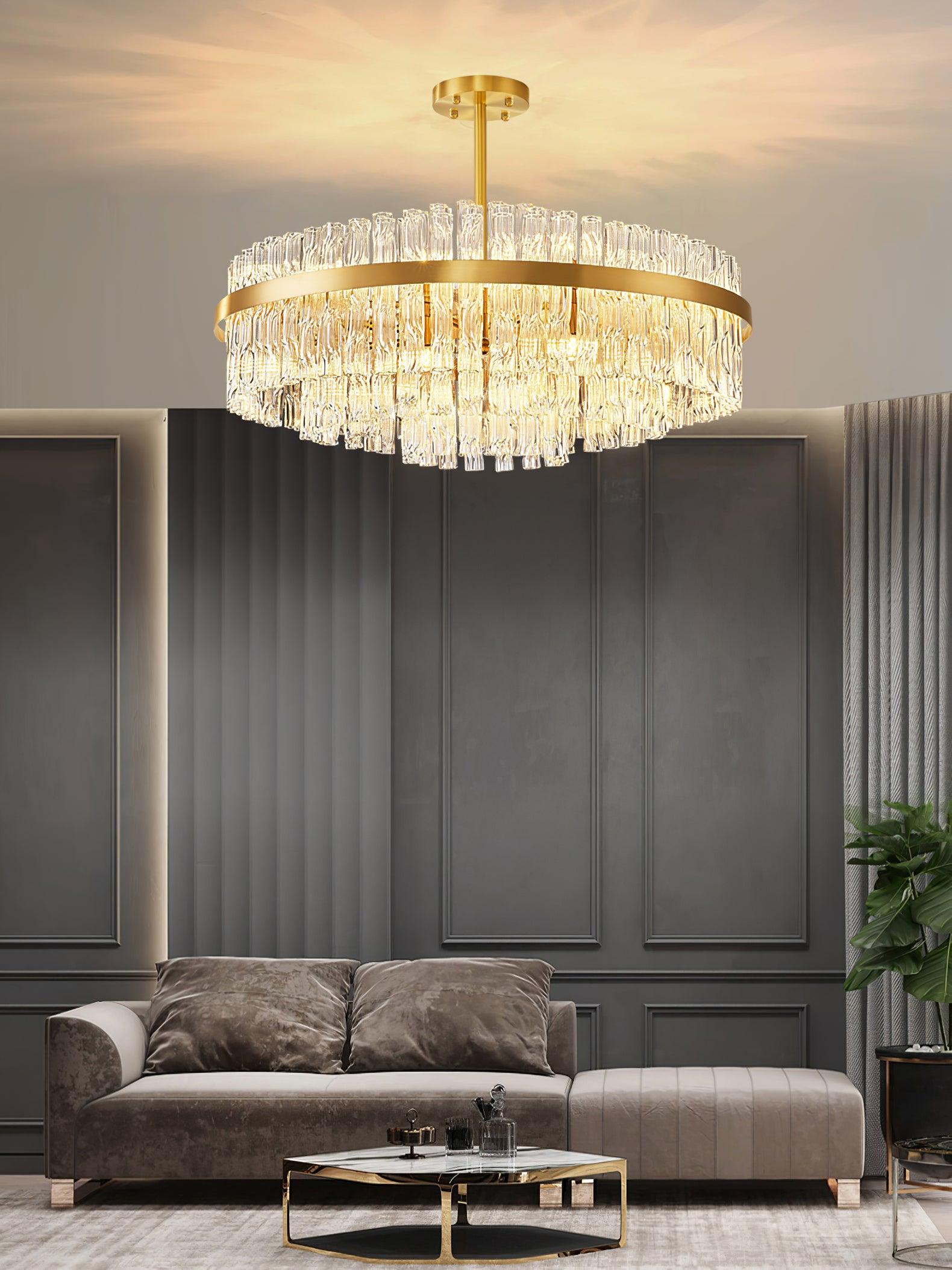 Gold & Clear Rod Chandelier - Lamp Outdoor