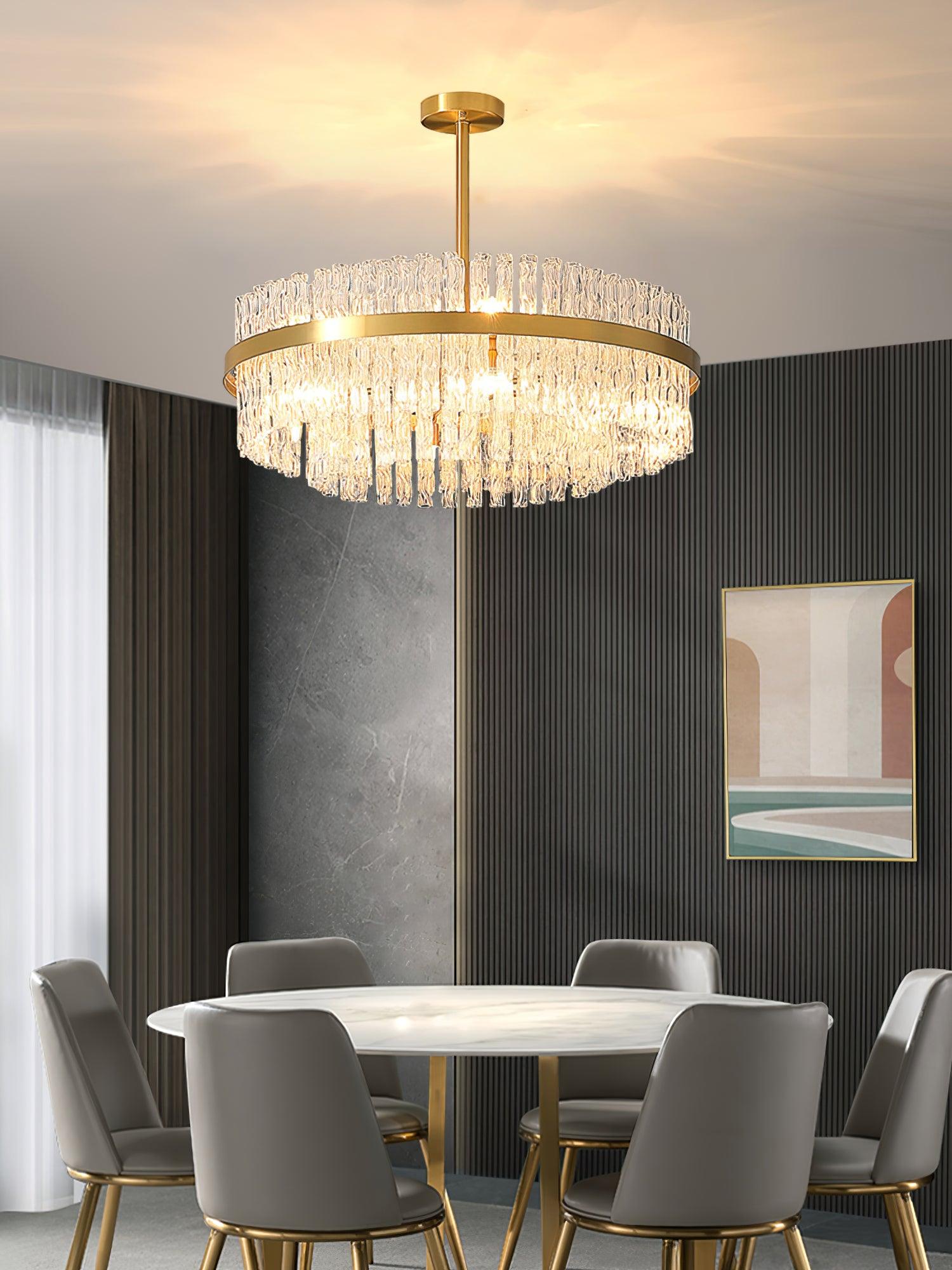 Gold & Clear Rod Chandelier - Lamp Outdoor