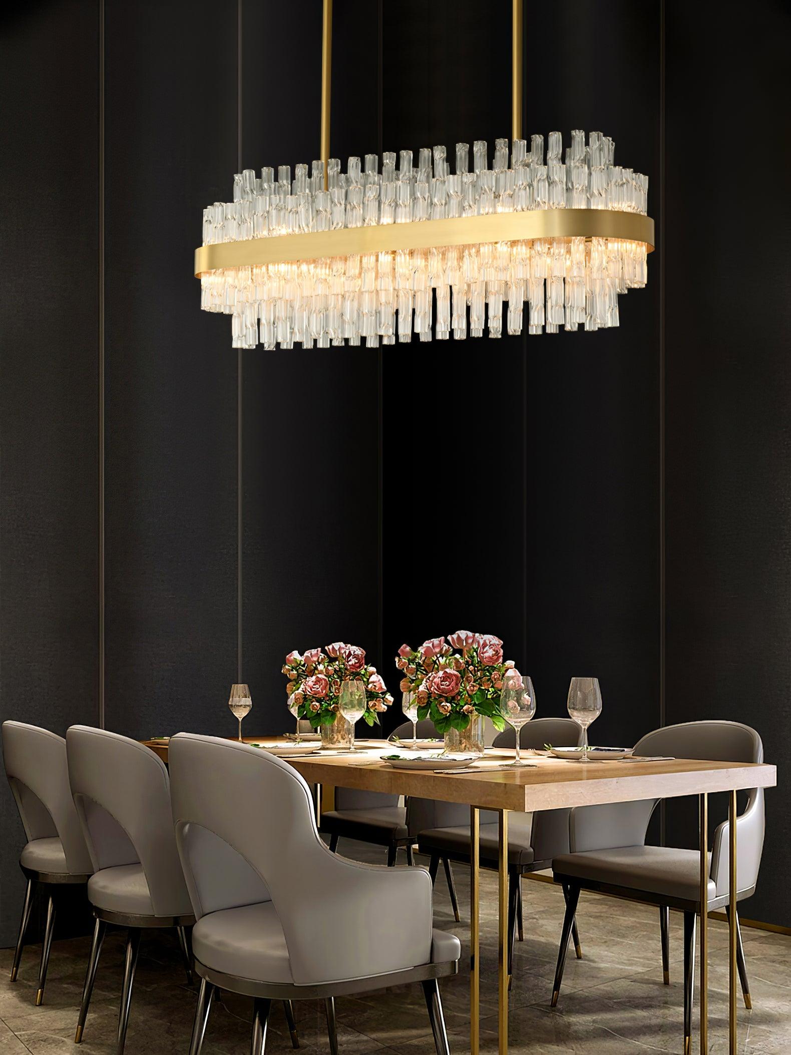 Gold & Clear Rod Chandelier - Lamp Outdoor