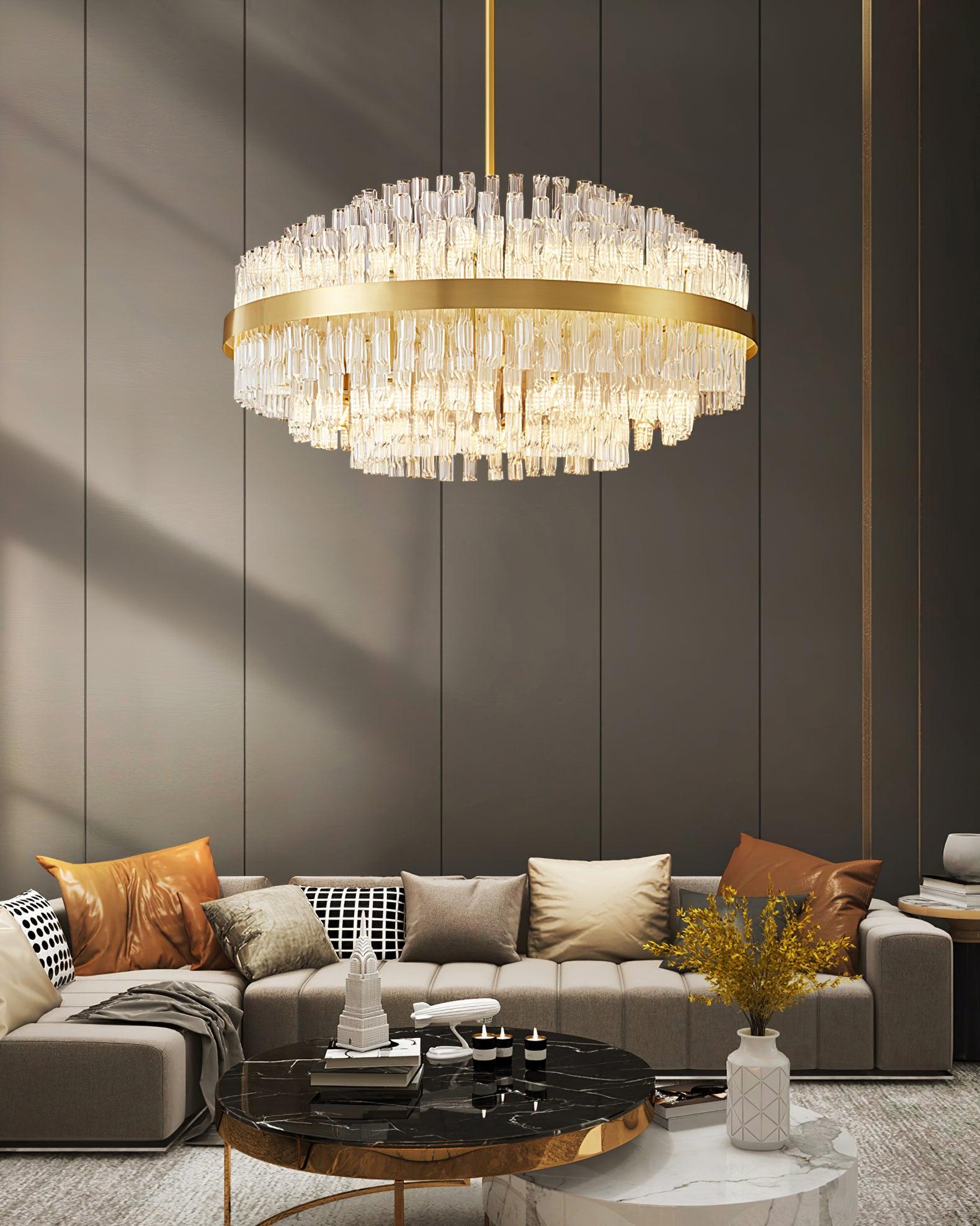 Gold & Clear Rod Chandelier - Lamp Outdoor