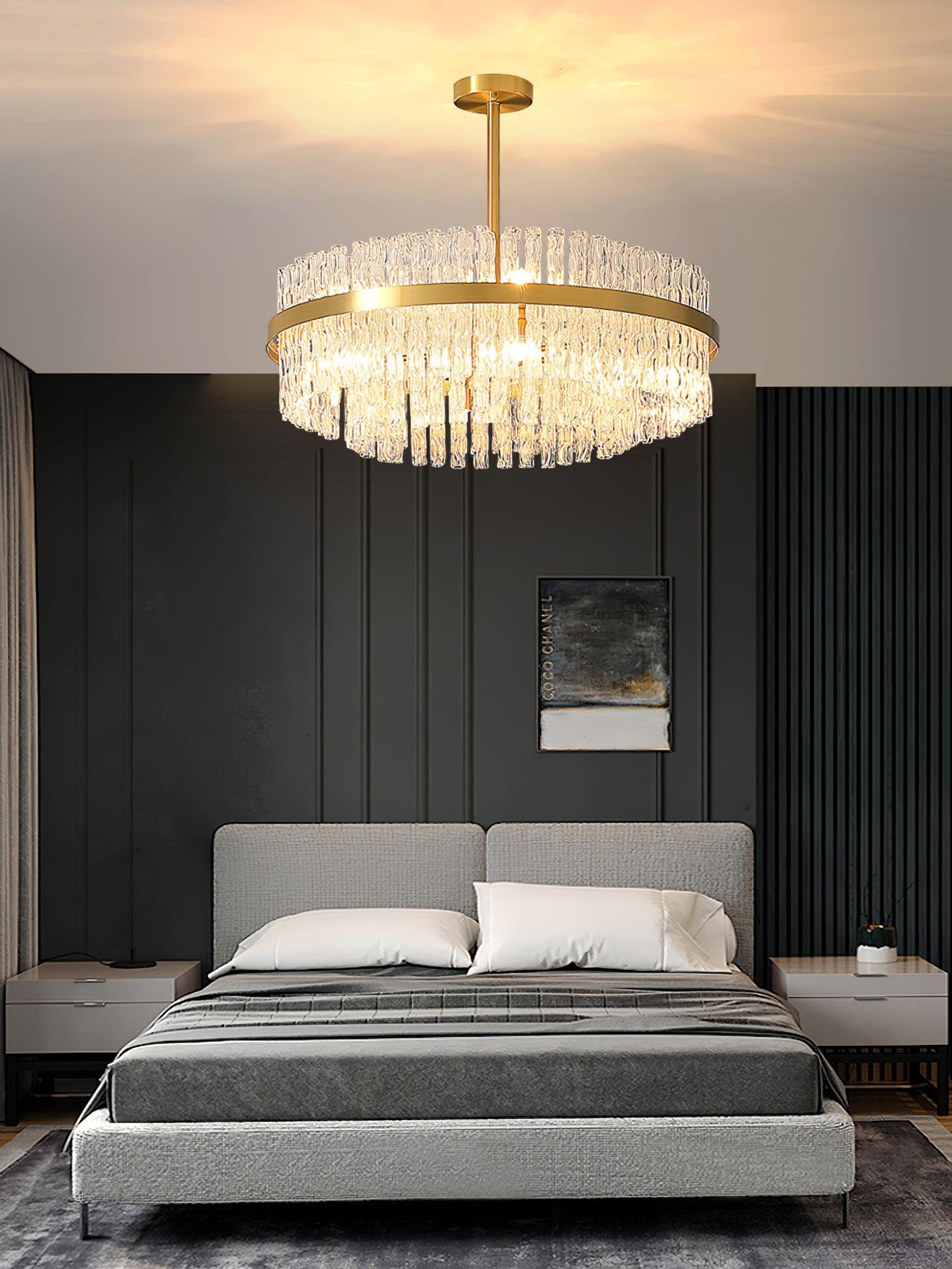 Gold & Clear Rod Chandelier - Lamp Outdoor