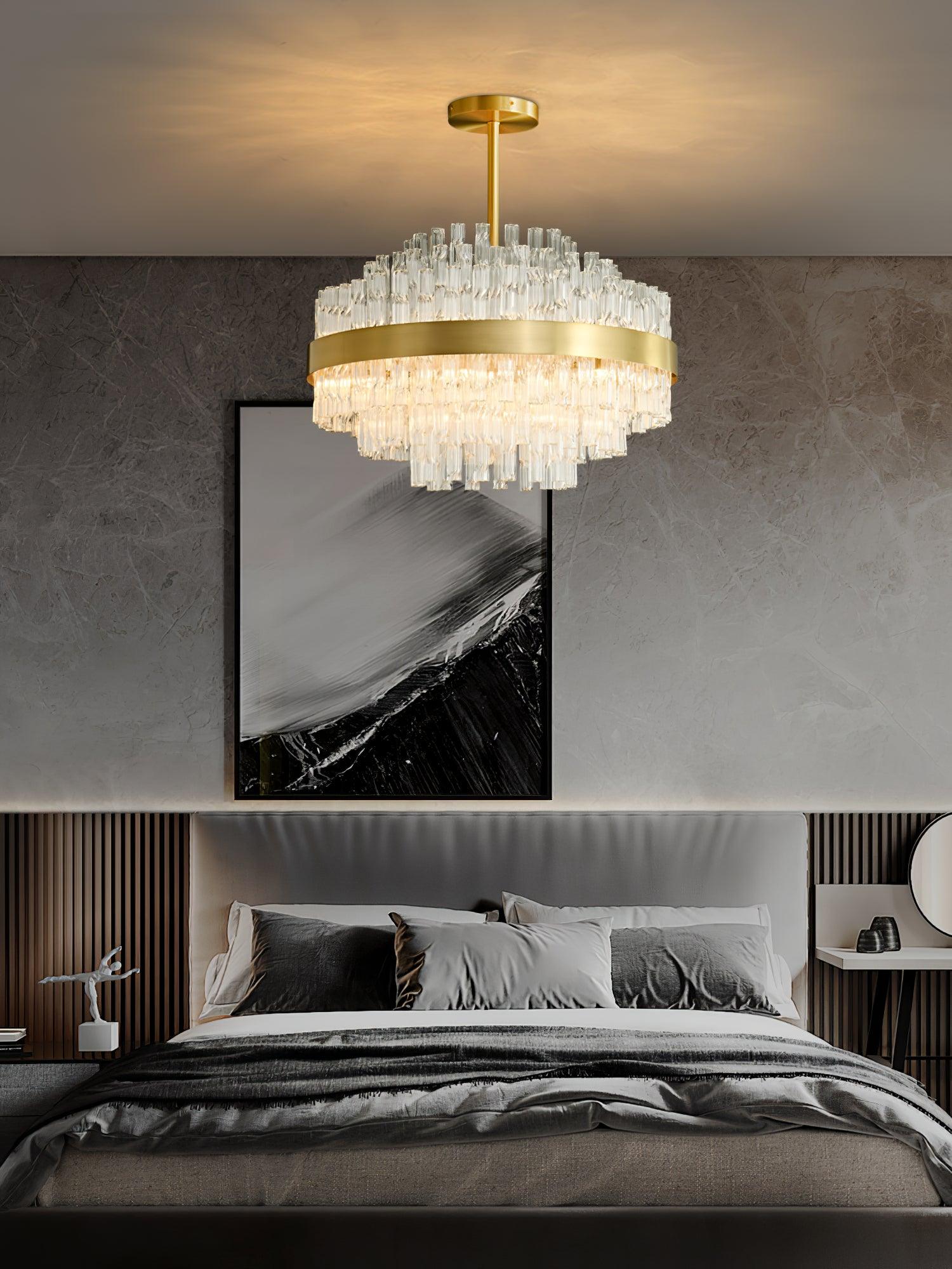 Gold & Clear Rod Chandelier - Lamp Outdoor